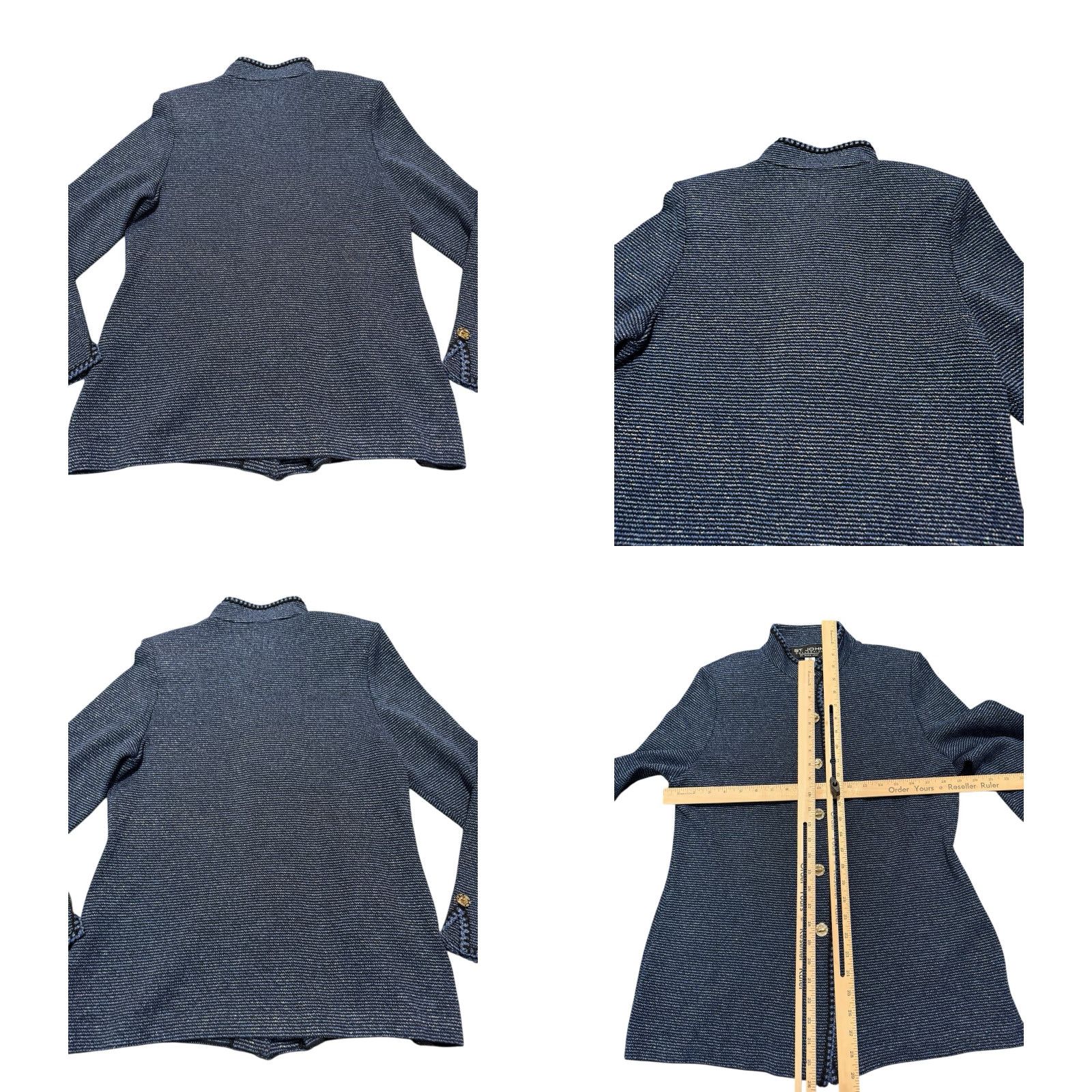 St. John St. John Collection Marie Gray Knit Jacket Black Blue Marled Gold Logo Buttons Size 10 Jacket Women Regular Knit Wool Front Button Vintage No Size L / US 10 / IT 46 - 8 Thumbnail