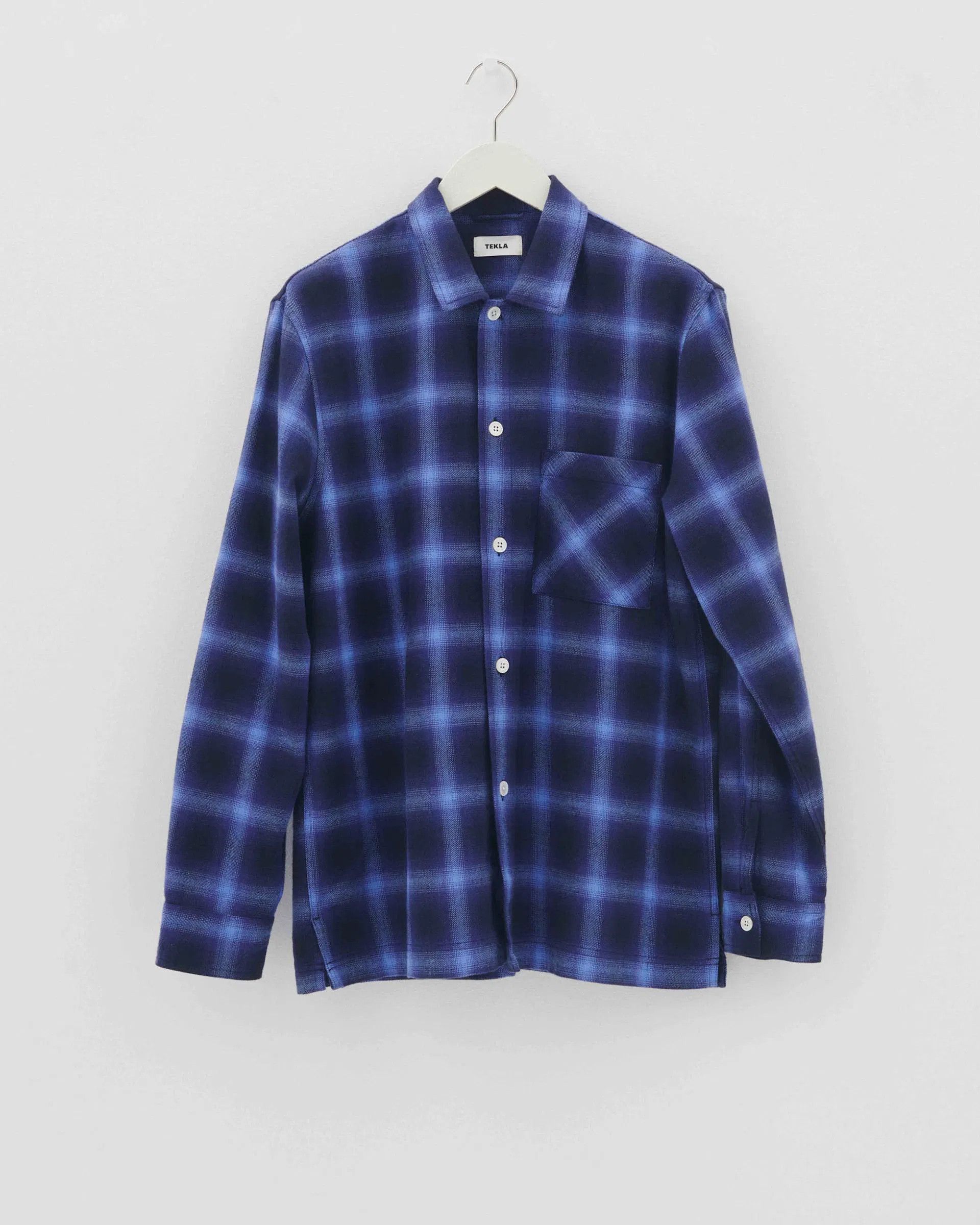Tekla o1mle0525 Unisex Flannel Pyjamas Shirt in Dark Blue Size M / US 6-8 / IT 42-44 - 1 Thumbnail