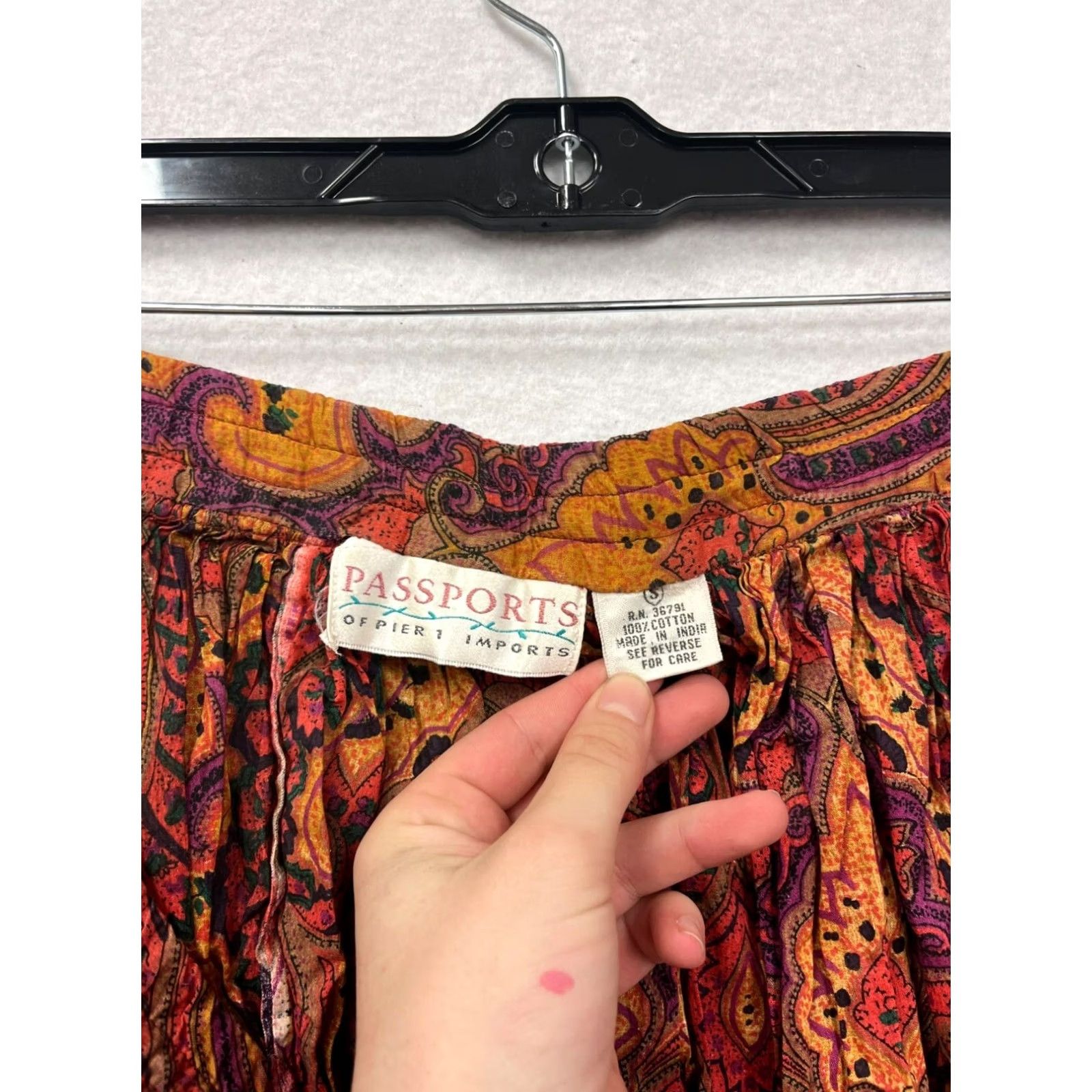 Vintage VINTAGE Passports Maxi Skirt Womens 2-3XL Orange Paisley Long 80s Size 26" / US 2 / IT 38 - 3 Thumbnail