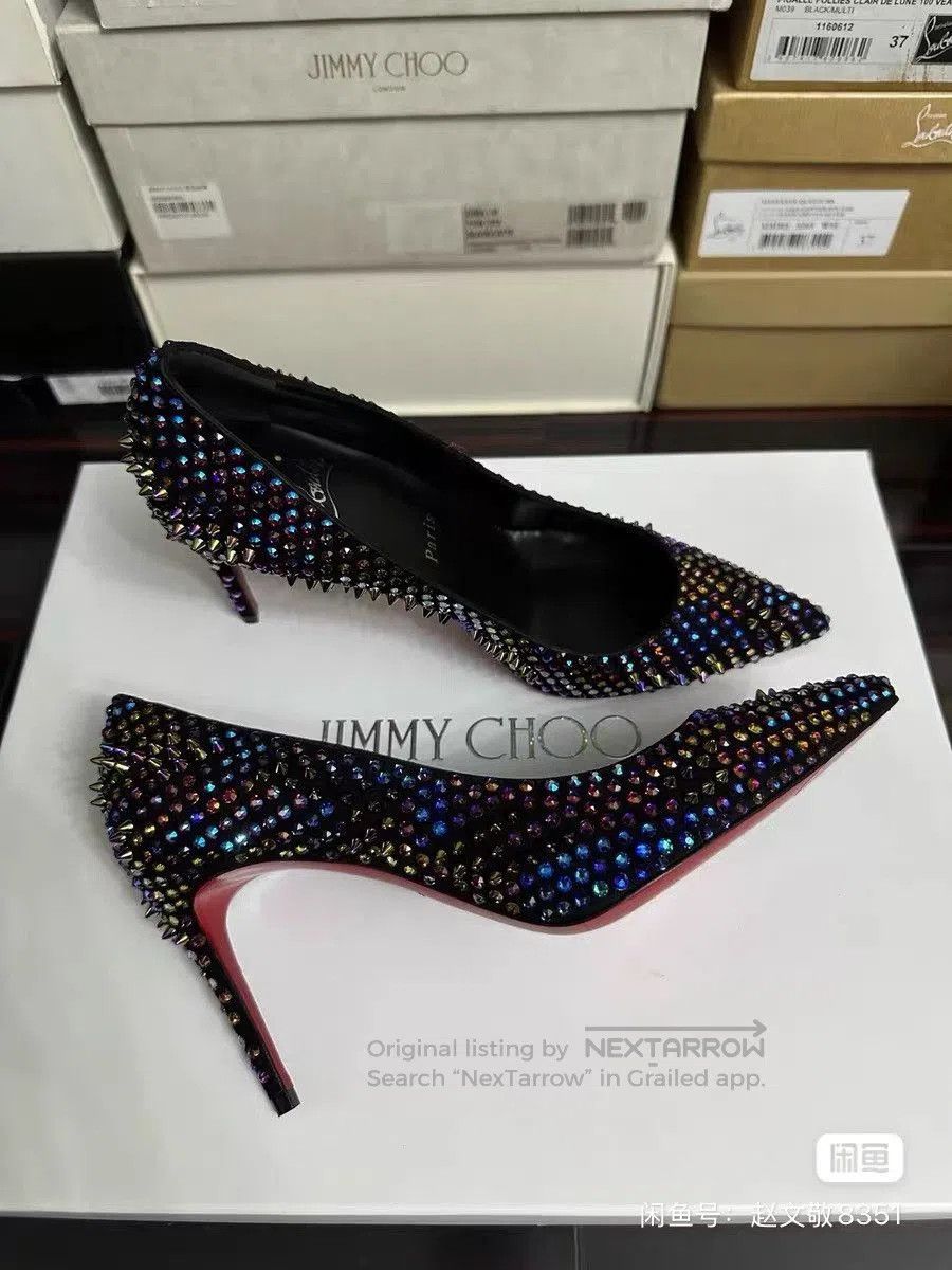 Christian Louboutin Christian Louboutin Rhinestone Studded Heels. Size US 4.5 / IT 34.5 - 3 Thumbnail