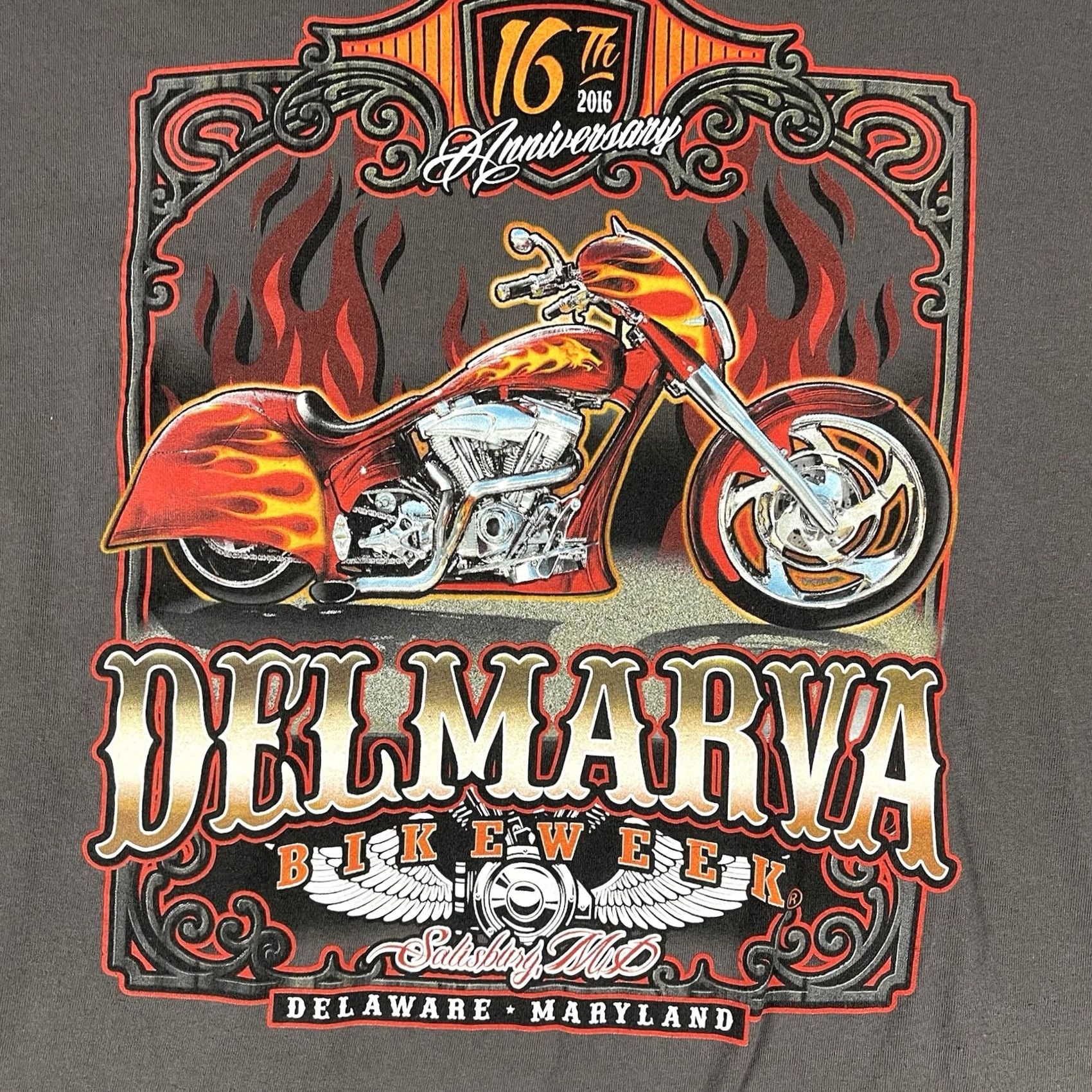 Vintage VINTAGE Del Marva Bike Week 2016 T Shirt 3XL Gray Motorcycle Repair Chopper Biker Wear Size US XXL / EU 58 / 5 - 3 Thumbnail