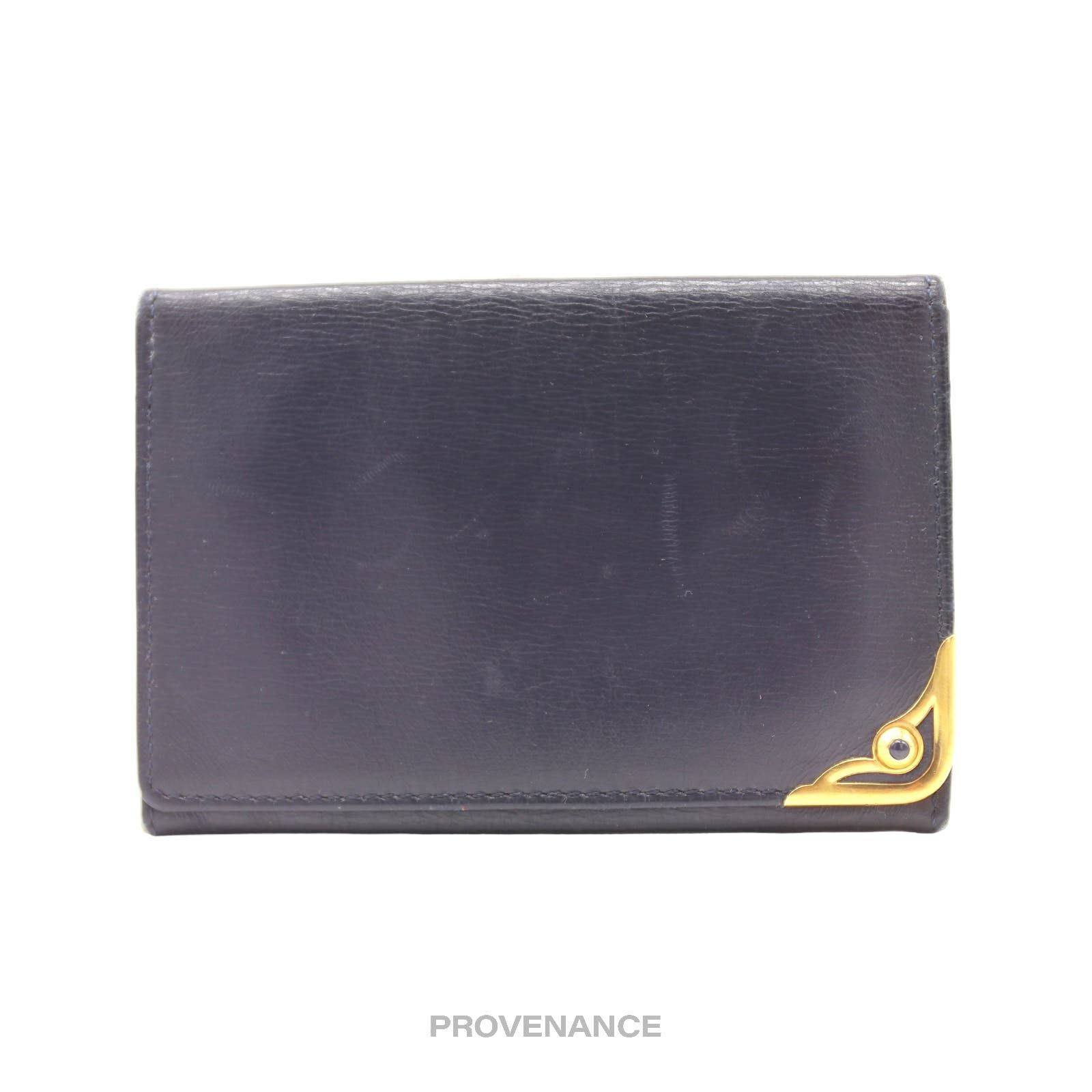image of Cartier Saphir Cardholder Wallet - Navy Blue Leather in Black, Men's