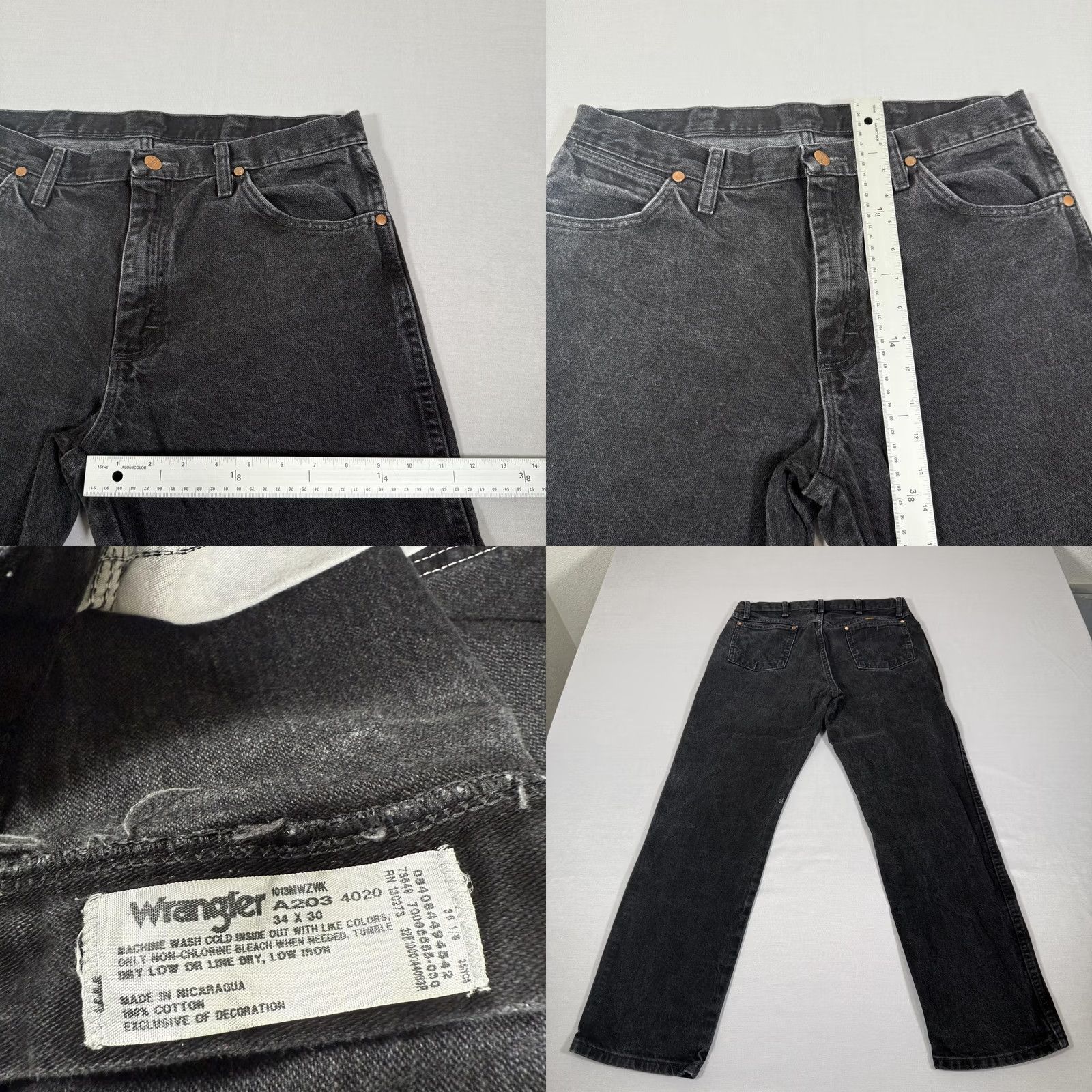 Wrangler Wrangler Jeans Men 34x30 Black 13MWZ Straight Fit Denim Pants Western Cowboy Cut Cotton Regular Front Pockets Mens Size US 34 / EU 50 - 8 Thumbnail