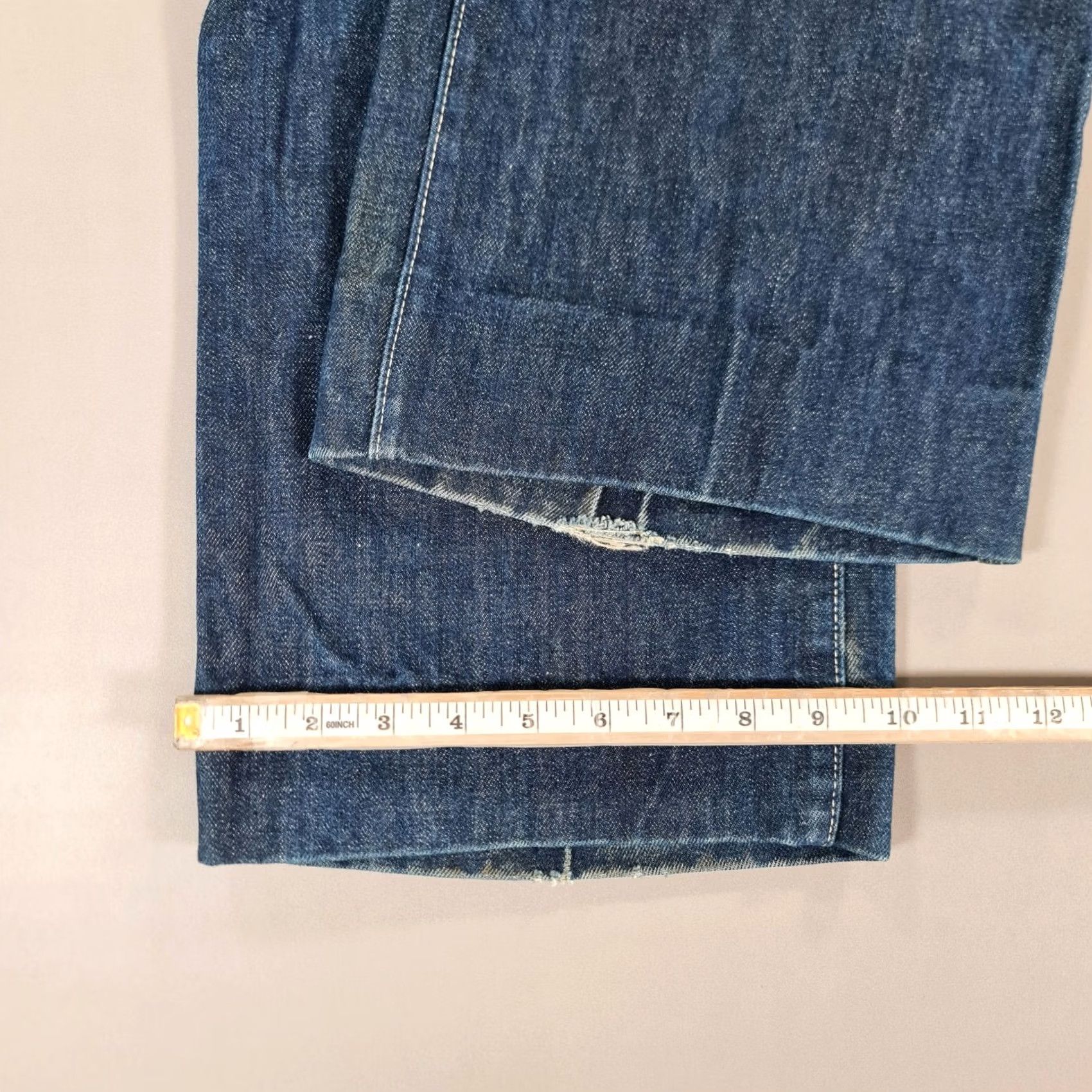 Vintage Womens Baggy Jeans Blue W26 L34 Flare High Rise Denim Jeans 5-Pocket Zip Fly 100% Cotton French Made Womens Size 28" / US 6 / IT 42 - 7 Thumbnail