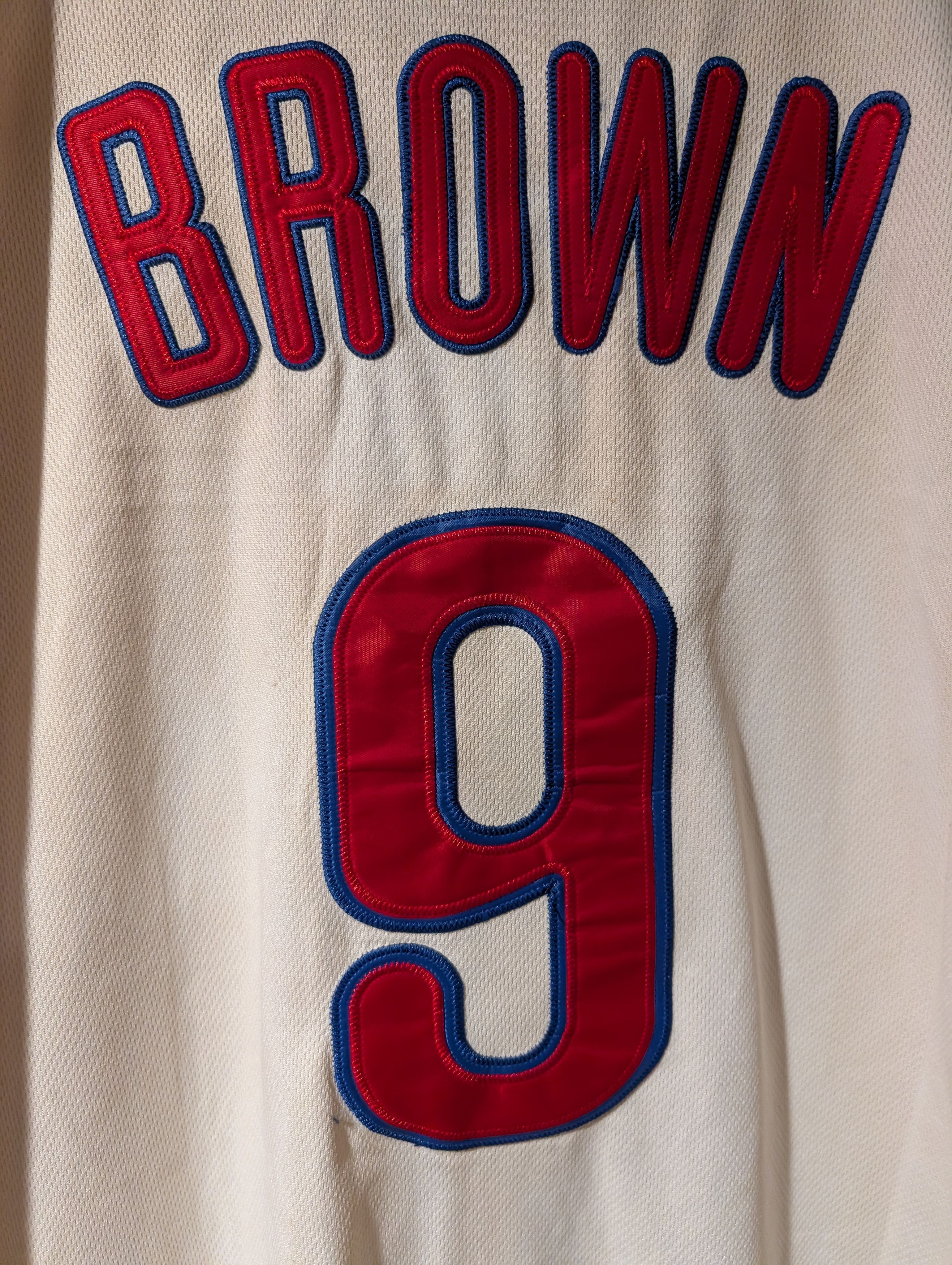 MLB Majestic Cool Base Philadelphia Phillies Brown #9 Jersey NWT Size US XL / EU 56 / 4 - 8 Thumbnail
