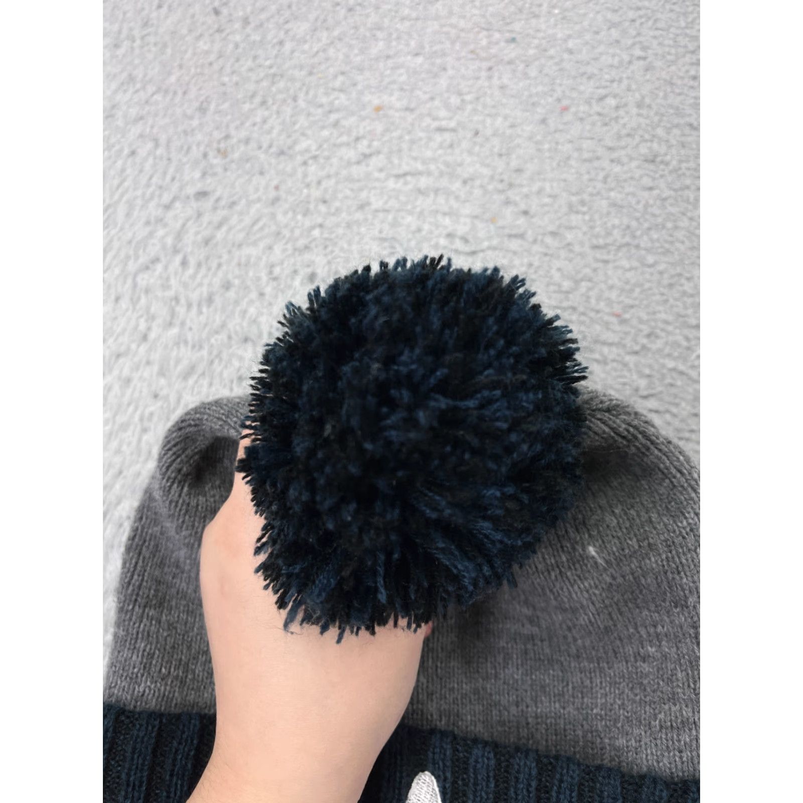 New Era New Era Beanie Hat Adult One Size Blue Gray Knit Wool Acrylic Poly Pom Size ONE SIZE - 3 Thumbnail