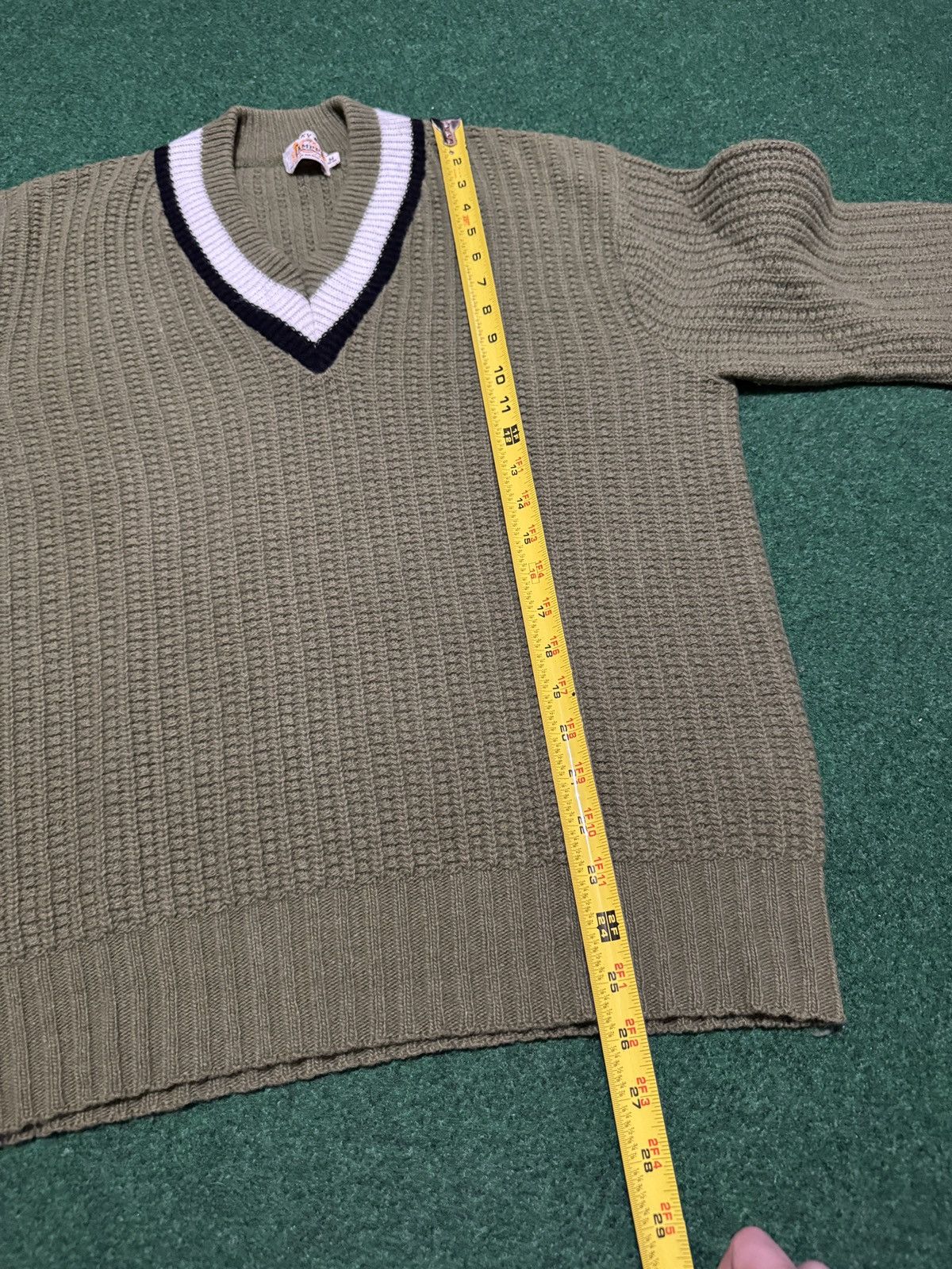 Vintage Campus Bulky Knit Oliver Green V Neck Lambs wool Sweater Size US M / EU 48-50 / 2 - 7 Thumbnail