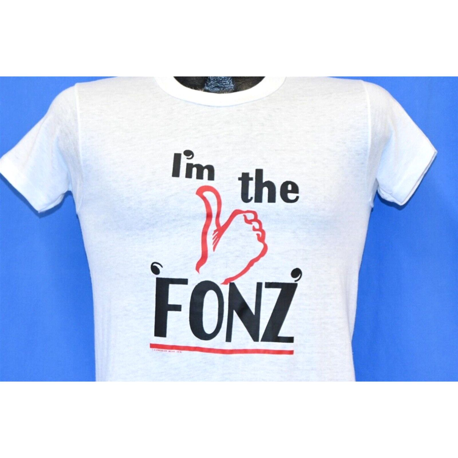 image of Hanes Vintage 70's I'm The Fonz Happy Days Henry Winkler Tv Series T-Shirt Youth XL in White, Men's