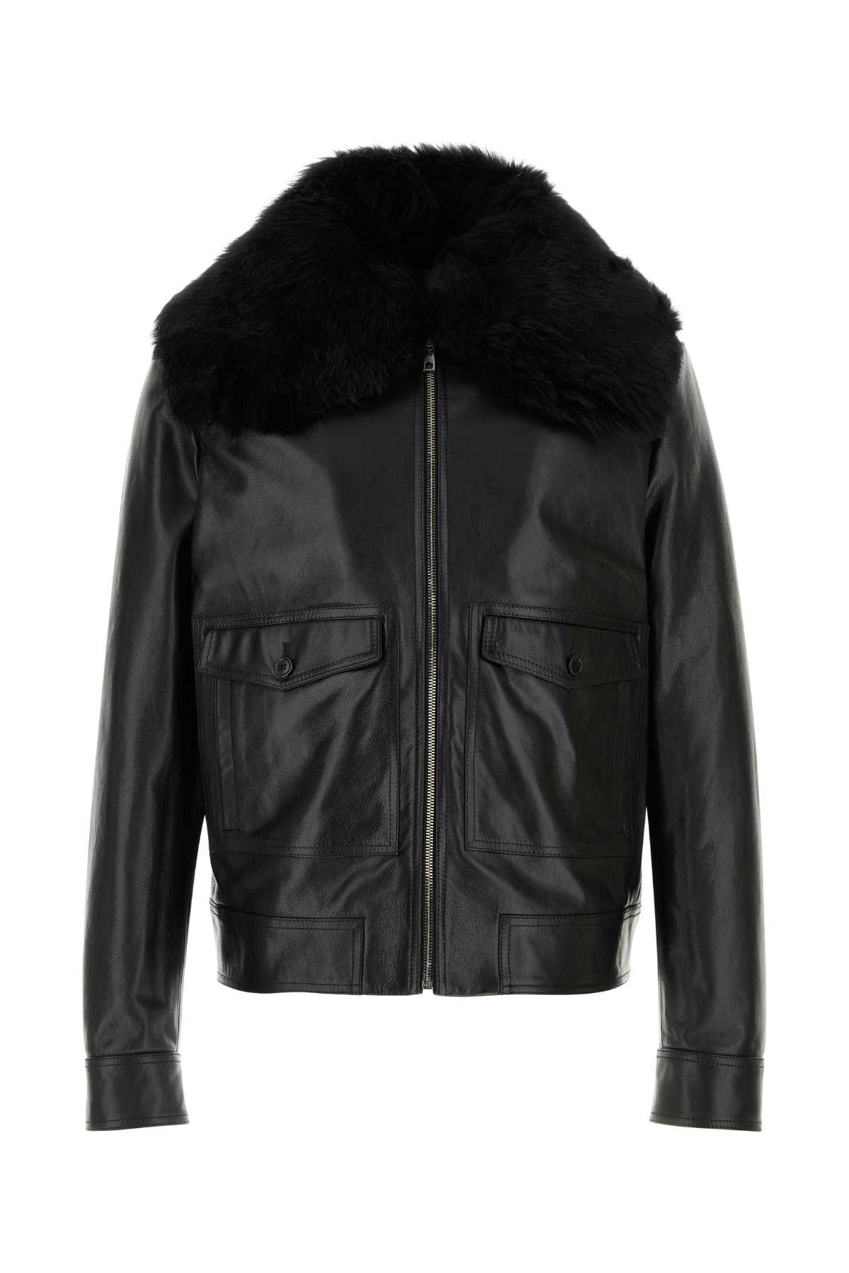 Dolce & Gabbana Black Leather Jacket Size US XL / EU 56 / 4 - 1 Thumbnail