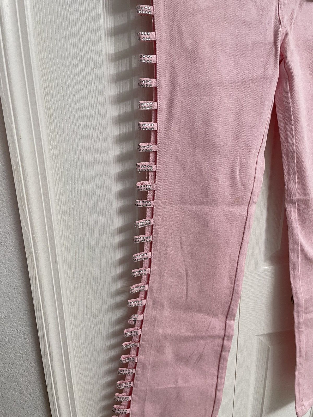 Vintage Platinum Plush Open Leg Rhinestone Jeans Pink New Size 15 Size 38" / US 16 / IT 52 - 2 Thumbnail