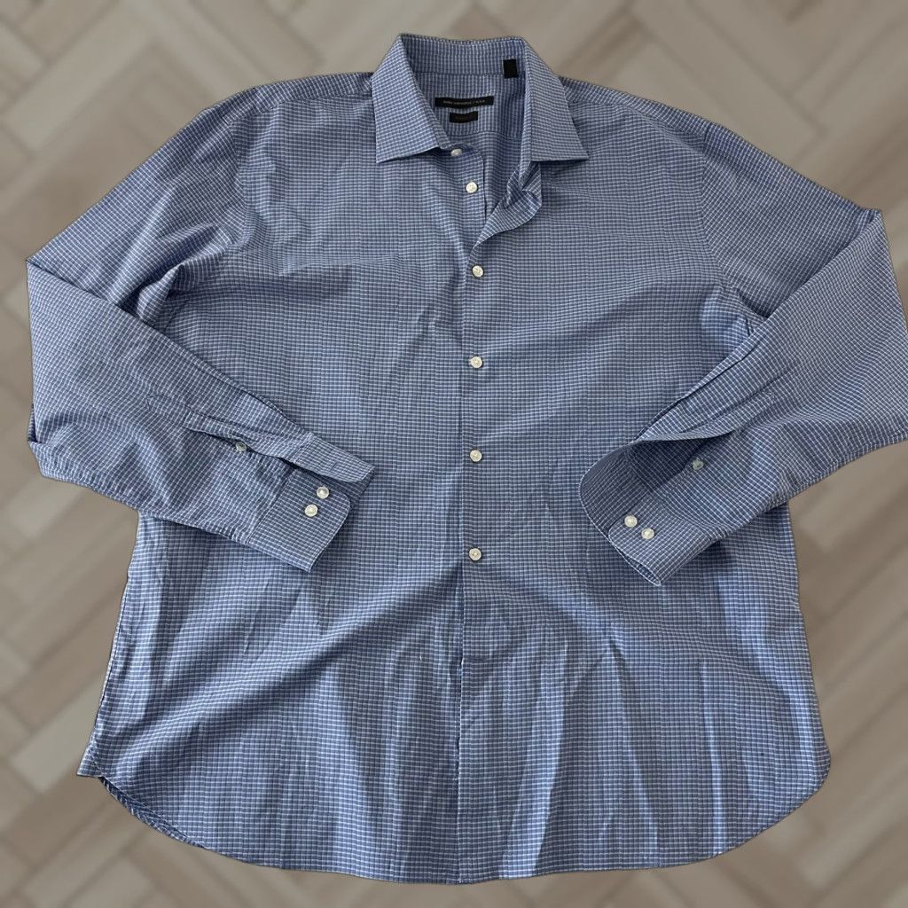 John Varvatos VINTAGE John Varvatos Regular Fit Long Sleeve Button Front Shirt Men's 17 34|35 Blue Size US XL / EU 56 / 4 - 1 Thumbnail