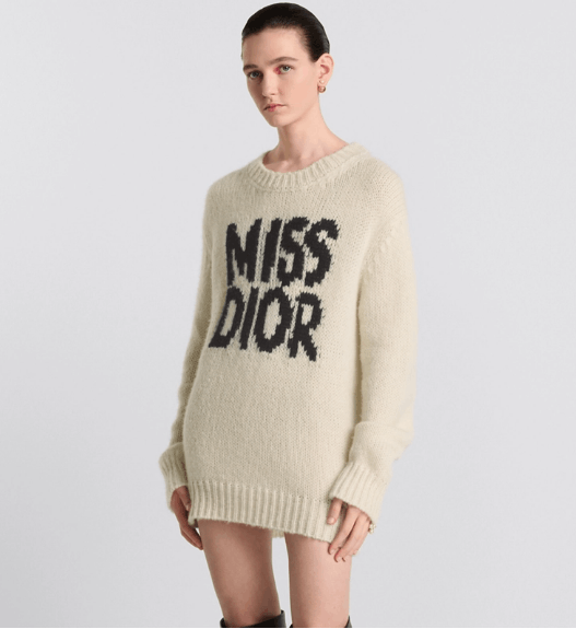 Dior o1w1db11225 454S31 Long Sweater in Ecru/Black Size XL / US 12-14 / IT 48-50 - 4 Thumbnail