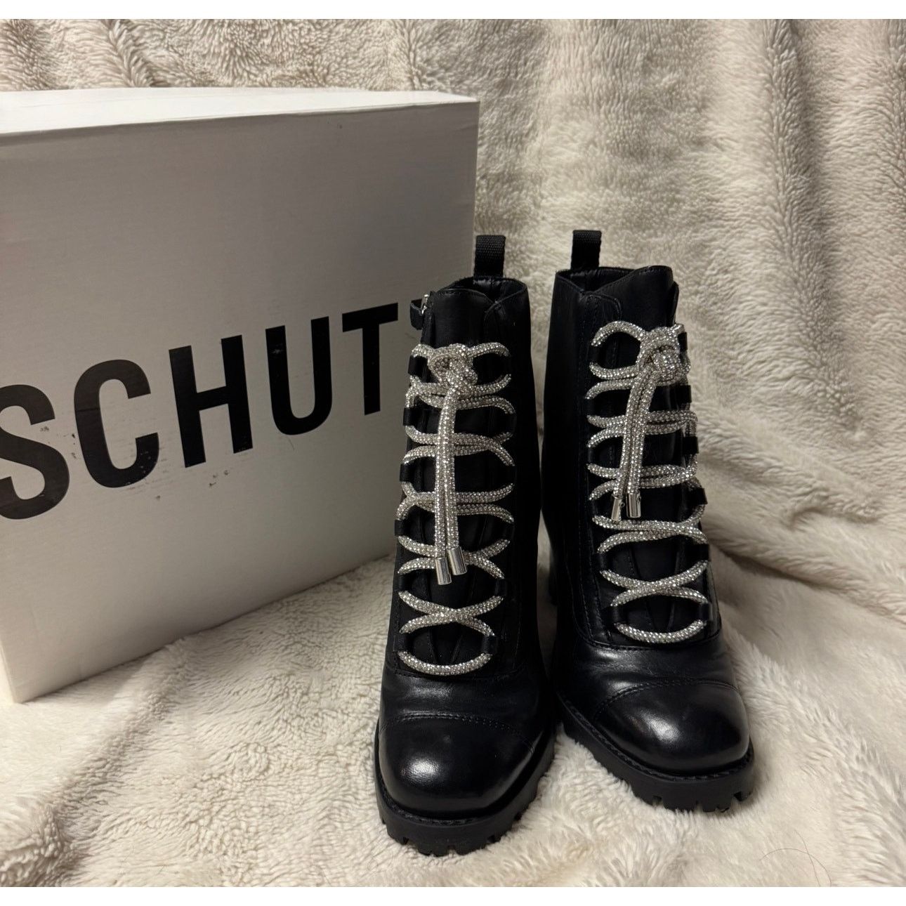 SCHUTZ Schutz Pearl Combat Lace-Up Boots Black Leather Size 8.5 New Size US 8.5 / IT 38.5 - 2 Thumbnail
