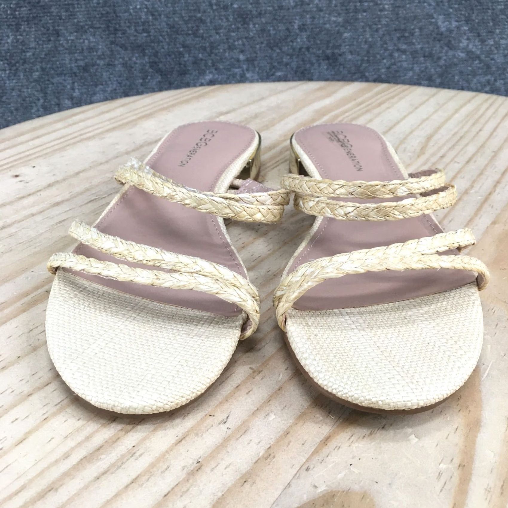 BCBGeneration BCBGeneration Sandals Womens 7 M Dexii Slip On Slides Beige Casual Braided Size US 7 / IT 37 - 4 Thumbnail