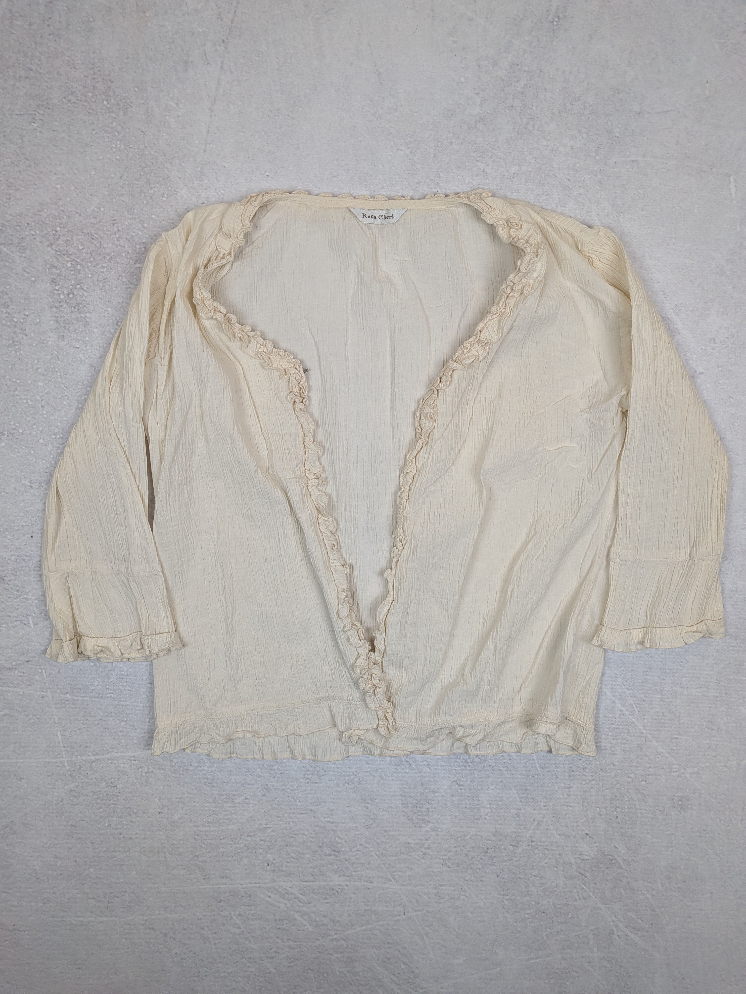 Other Rosa Cheri Vintage Cream Silk Blouse Flared Sleeves Size L M Size M / US 6-8 / IT 42-44 - 3 Thumbnail