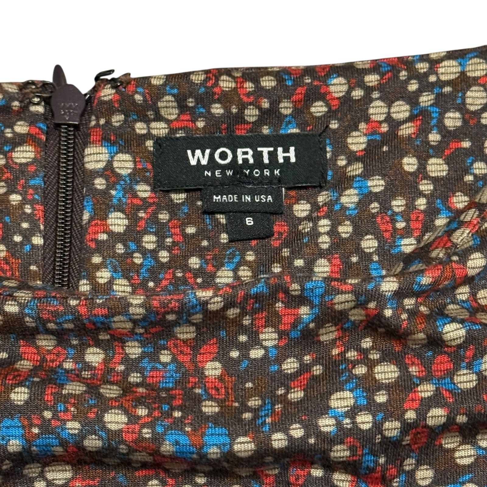 Other Worth New York Dress Bodycon Ruched Brown Multicolor Spots Size M / US 6-8 / IT 42-44 - 3 Thumbnail