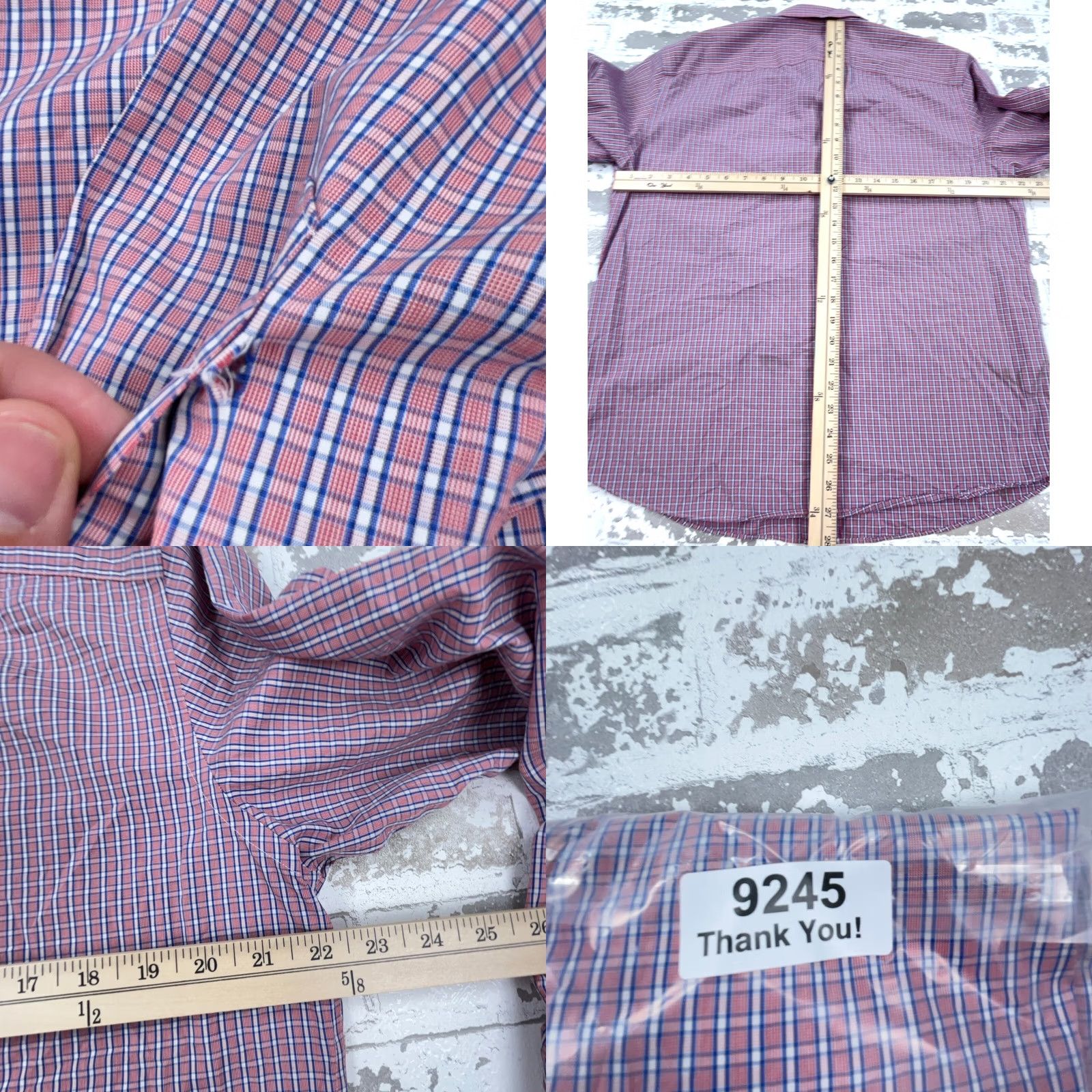 UNTUCKit UNTUCKit Shirt Adult Men Large Pink Blue Plaid Button Up Casual Dress Poplin Size US L / EU 52-54 / 3 - 8 Thumbnail