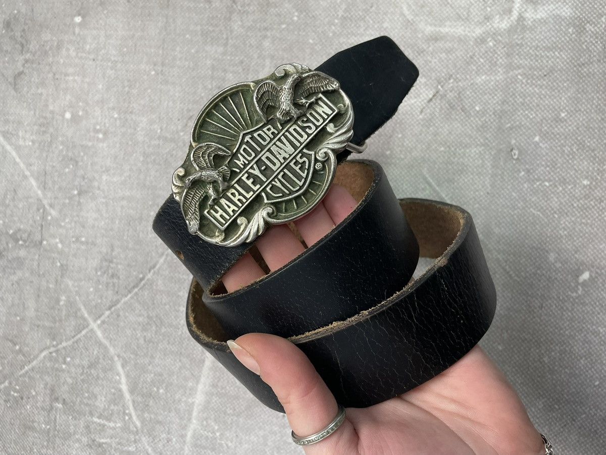 Harley Davidson Harley Davidson leather belt 90s buckle metal gothic style Size ONE SIZE - 9 Thumbnail