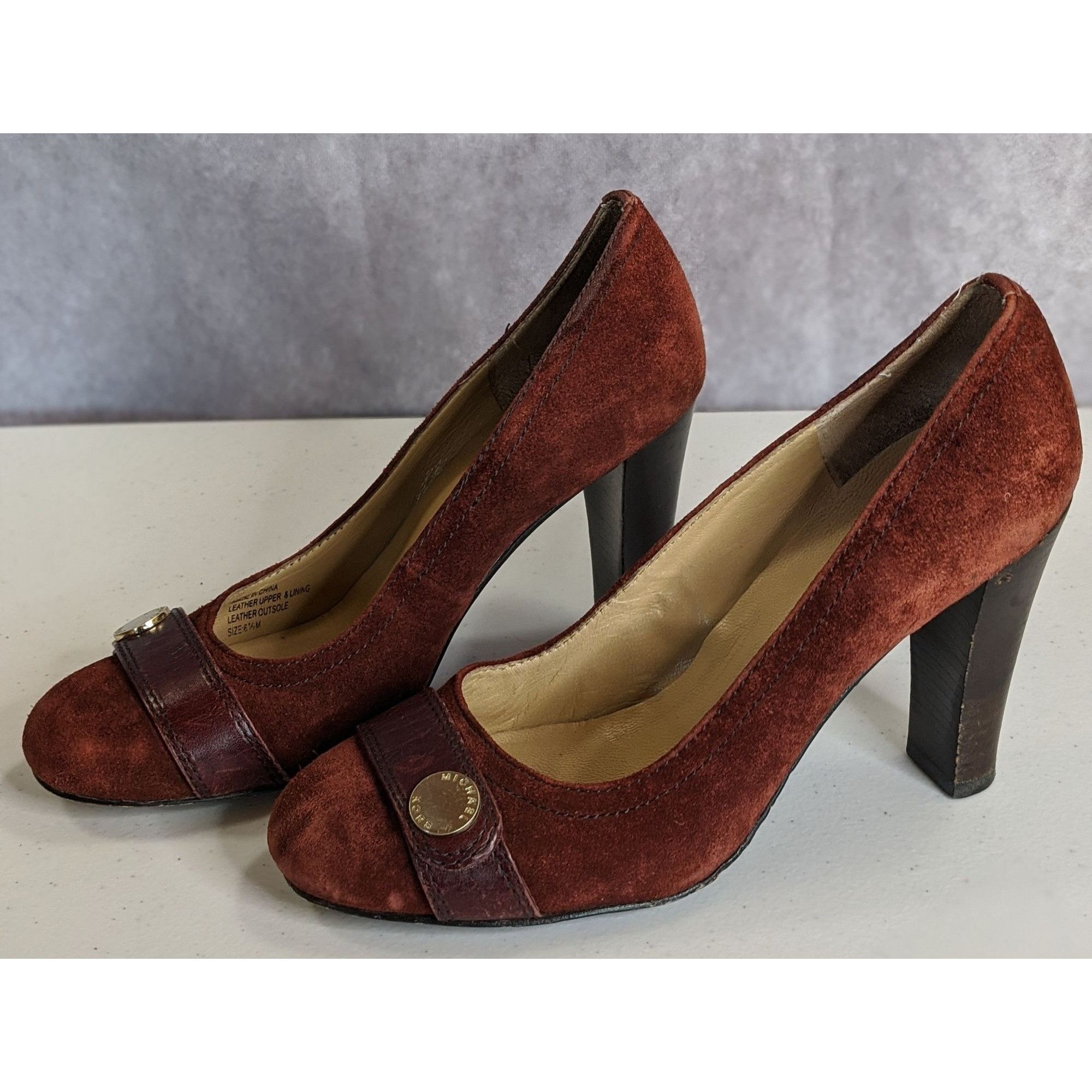 Michael Kors Michael Michael Kors Burnt Sienna Suede Heels With Gold Deta Size US 6.5 / IT 36.5 - 1 Thumbnail