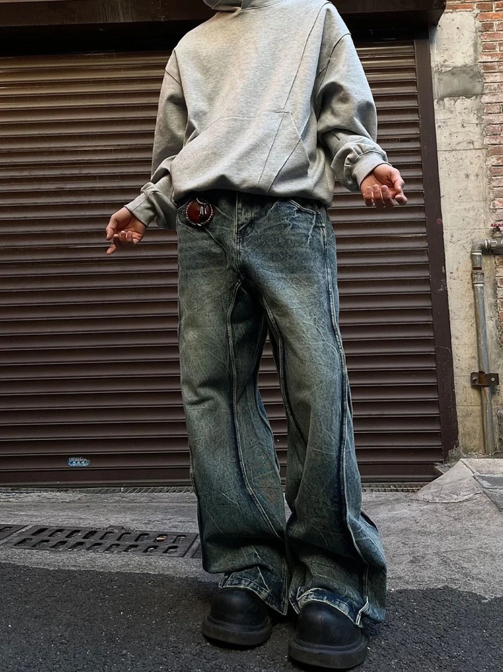 Japanese Brand × Vintage Goth Vaqueros Splice Flared Vintage Design Jeans Size US 35 - 3 Thumbnail