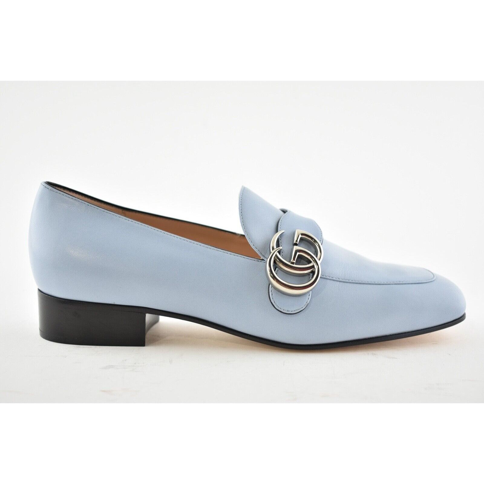 Gucci Gucci Marmont Blue Silver Double GG Logo Block Heel Size US 10 / IT 40 - 3 Thumbnail