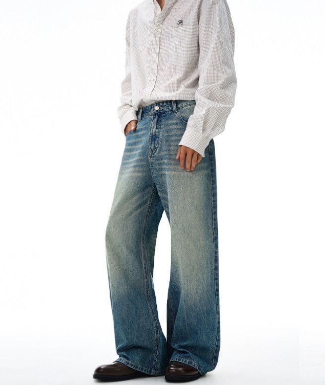 Vintage American whiskered men's straight-leg wide-leg baggy jeans Size US 32 / EU 48 - 4 Thumbnail