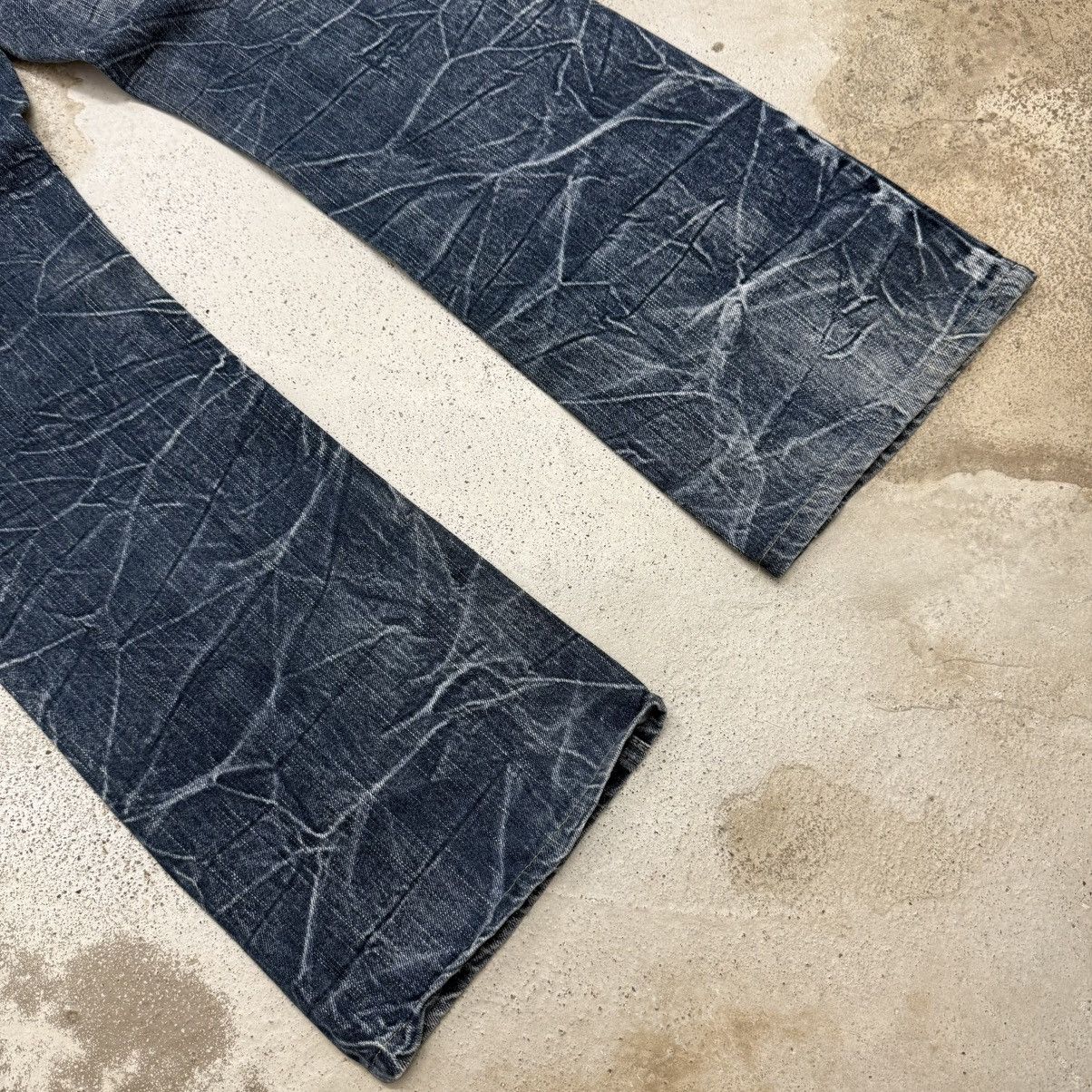Japanese Brand Blow By Blue Crazy Y2K Whisker Washed Denim Pants Size US 31 - 11 Thumbnail