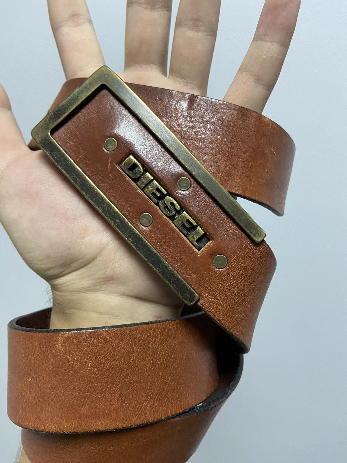 Diesel × Vintage Diesel Belt Vintage 100% Leather Avant Garde Y2K Style Logo Size ONE SIZE - 3 Thumbnail