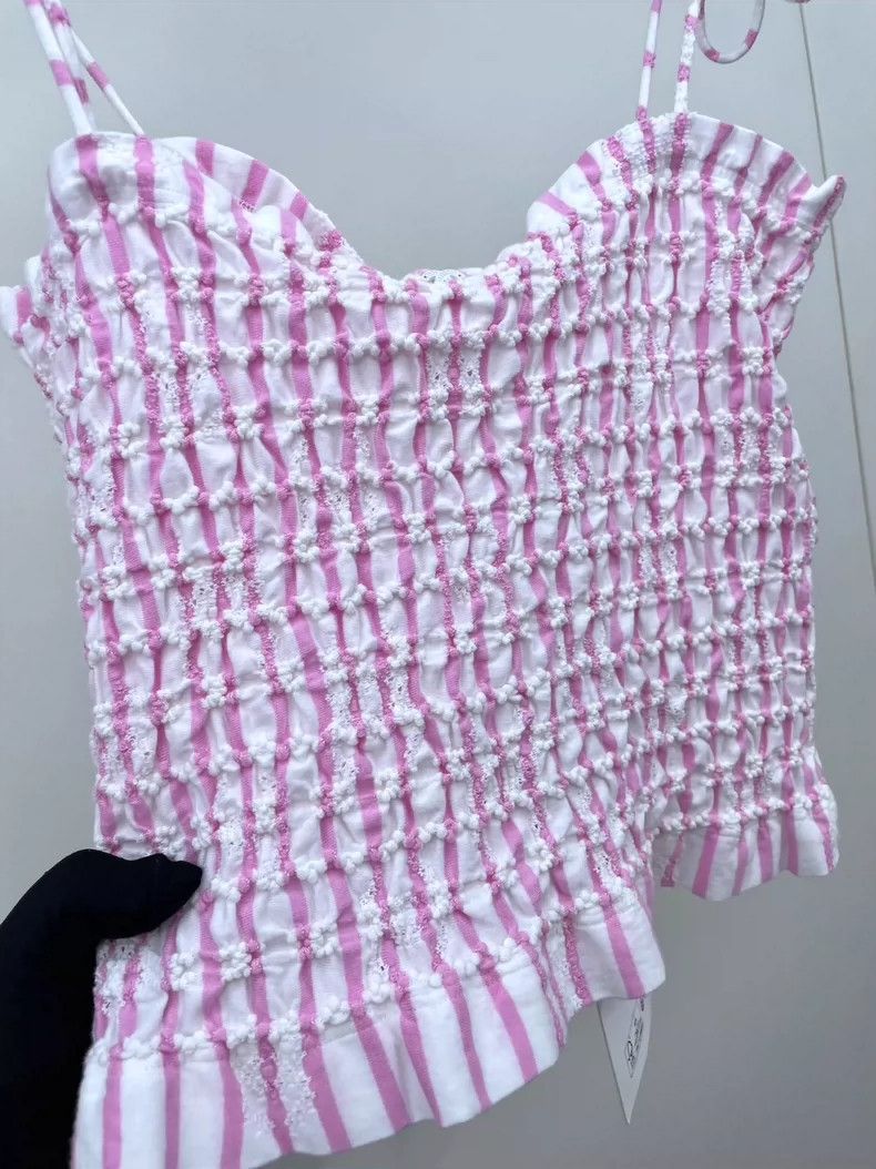 Chanel Chanel 24S pink striped pleated suspender vest 2504-Nextarr Size XXS / US 00 / IT 34 - 5 Thumbnail