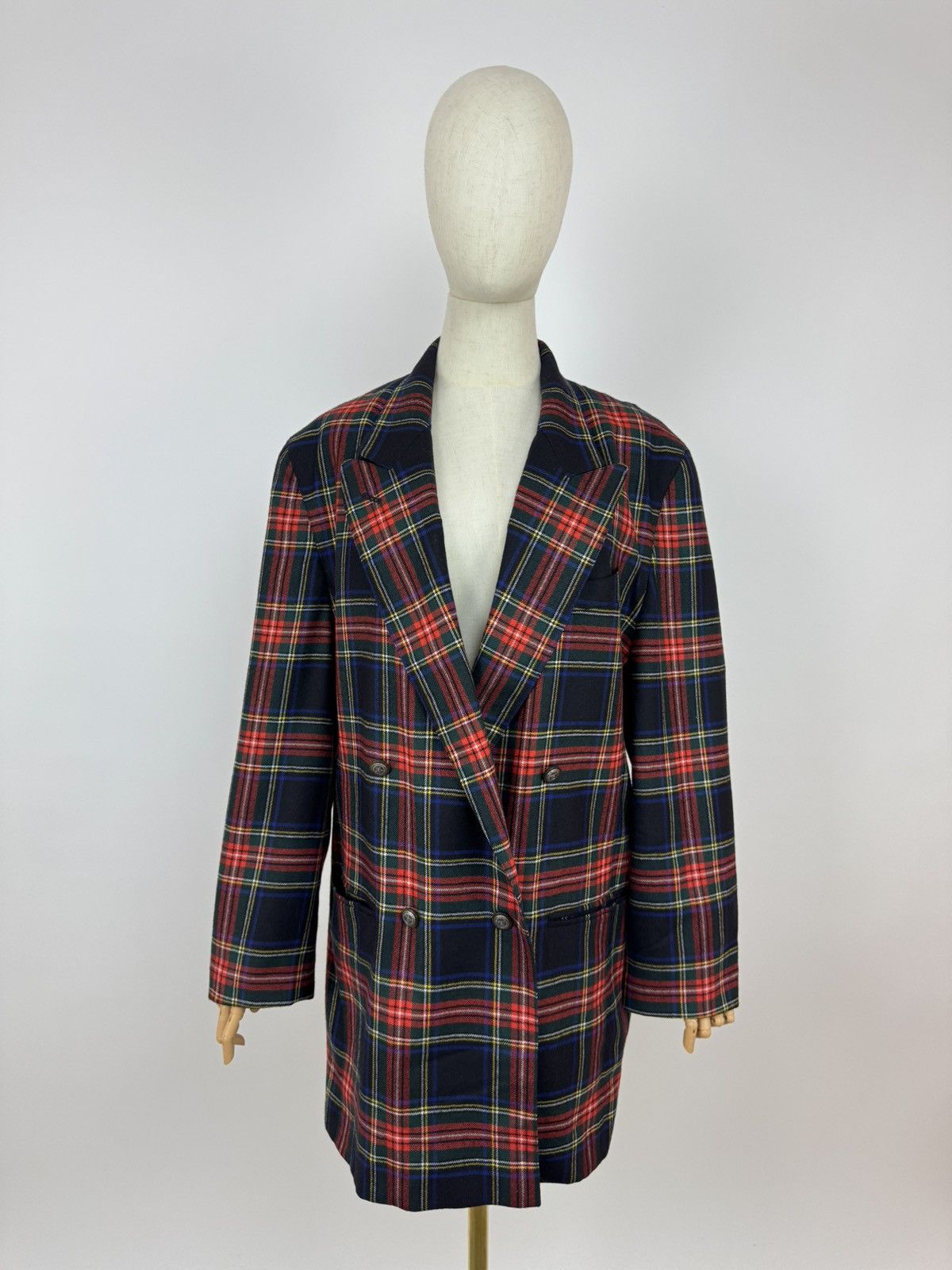 Other Flick Aktuell Long Blazer Double breasted Wool Plaid Jacket Size L / US 10 / IT 46 - 1 Thumbnail