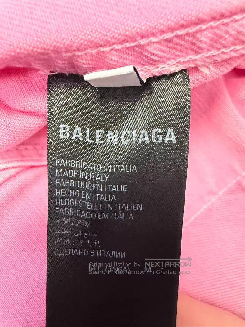 Balenciaga Balenciaga Pink Washed Destroyed Embroidered Denim Jacket Size US M / EU 48-50 / 2 - 5 Thumbnail