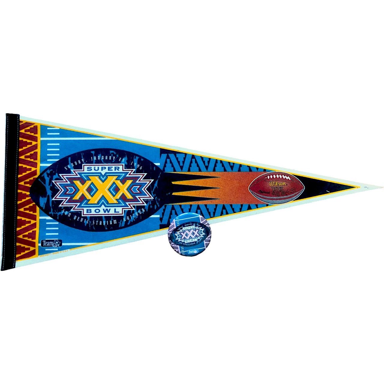 NFL Super Bowl XXX 1996 Cowboys v Steelers Pennant & Pin Size ONE SIZE - 1 Thumbnail