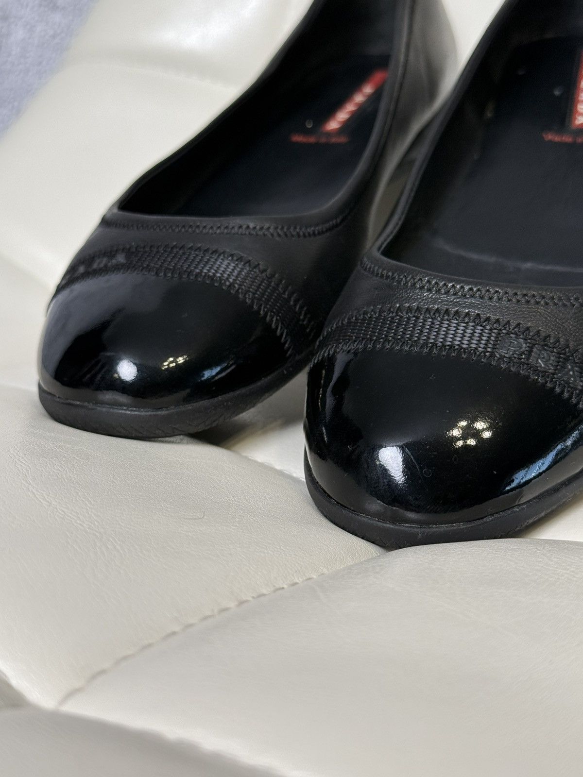 Prada Vintage 00s Prada Ballet Flats Leather Patent Toe Cap Shoes Size US 8 / IT 38 - 19 Thumbnail