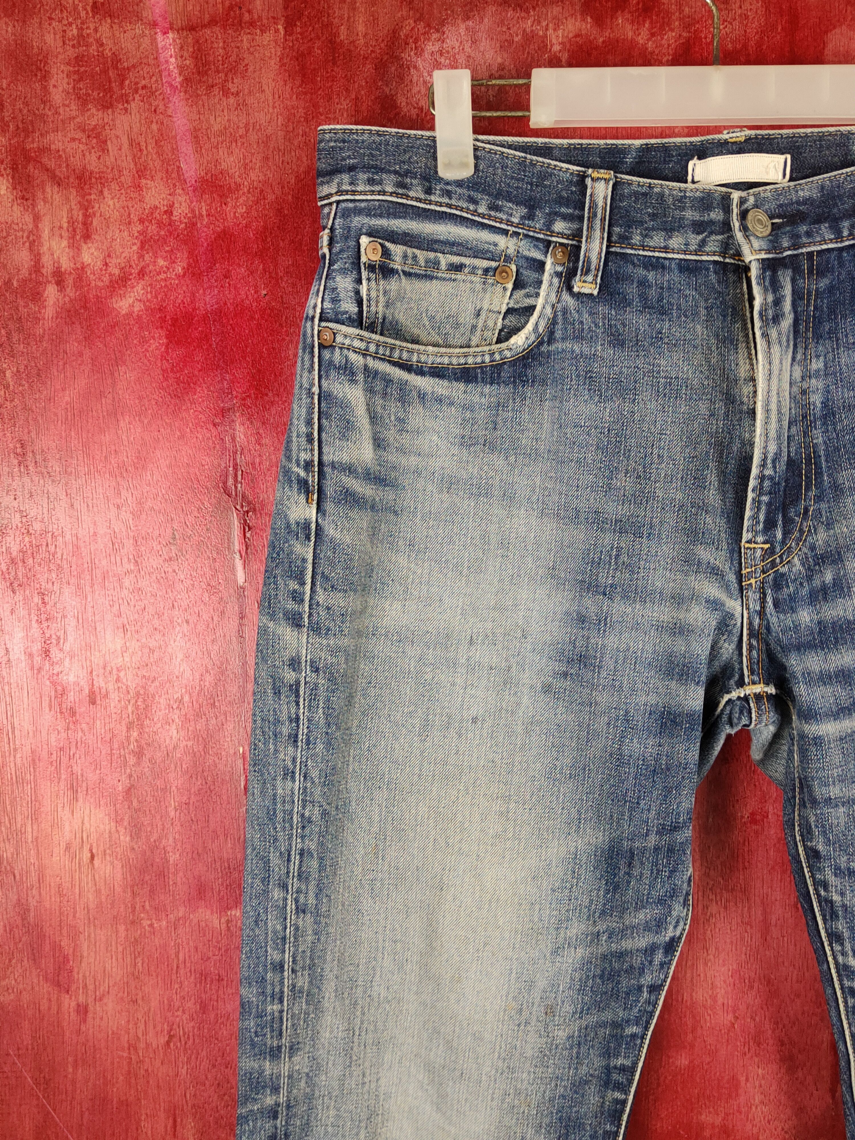 Japanese Brand Uniqlo Dark Blue Faded Distressed Ripped Jeans #S2195 Size US 34 / EU 50 - 3 Thumbnail