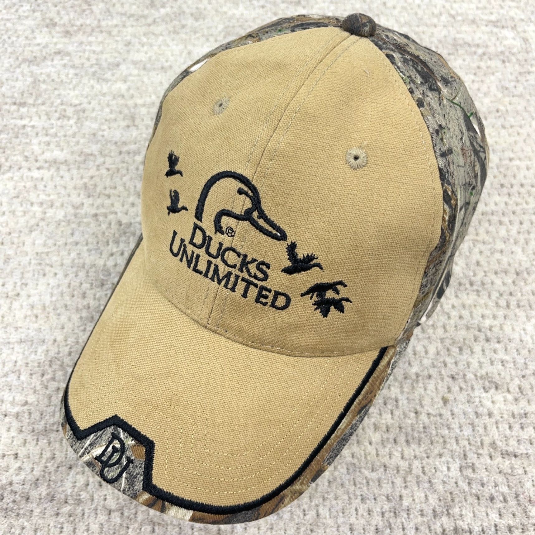 Vintage VINTAGE Ducks Unlimited Hat Cap Strap Back Brown Camo Nature Y2K Mens Adult Size ONE SIZE - 5 Thumbnail