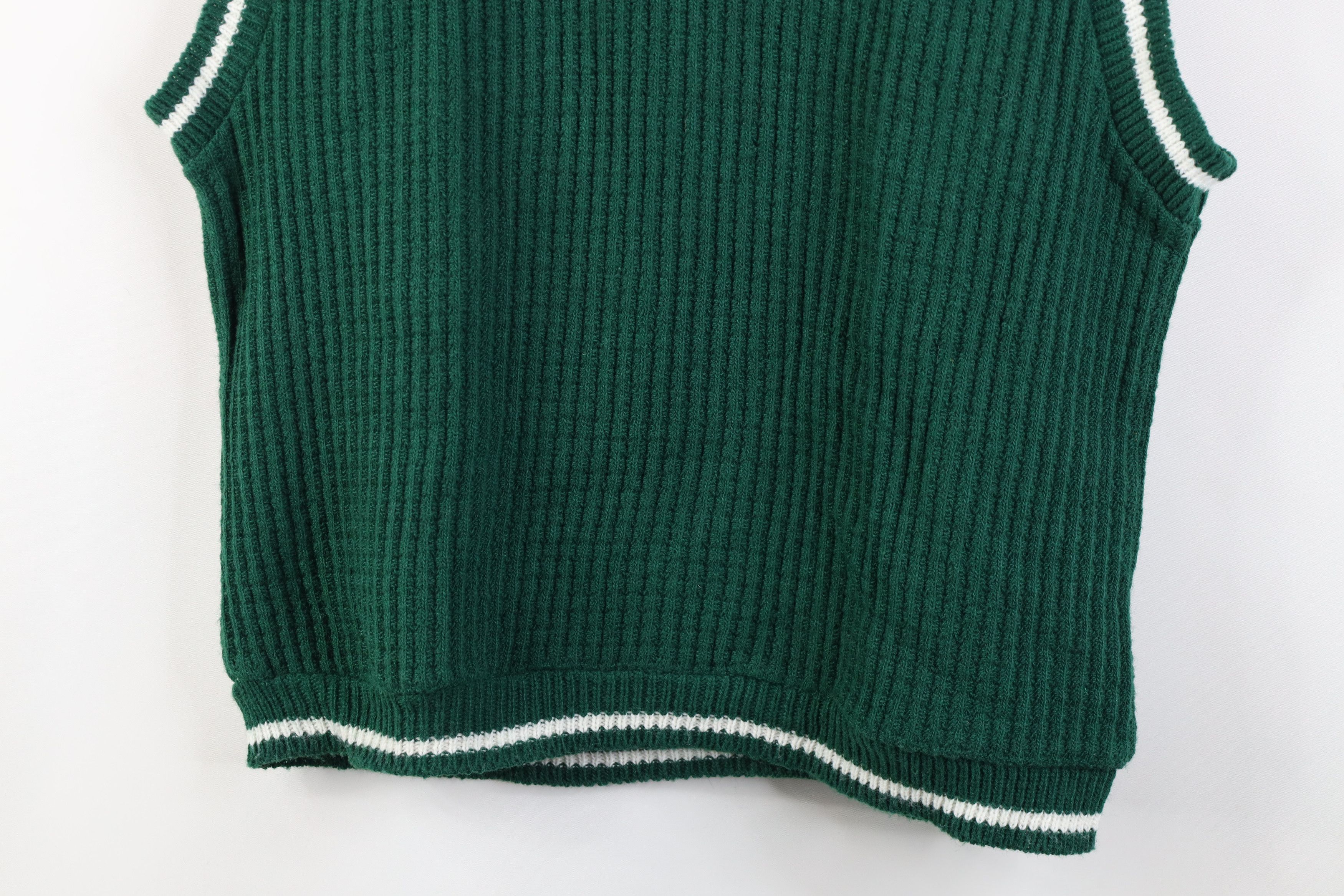 Vintage Vintage 60s Streetwear Ribbed Knit Sweater Vest Green USA Size US L / EU 52-54 / 3 - 3 Thumbnail