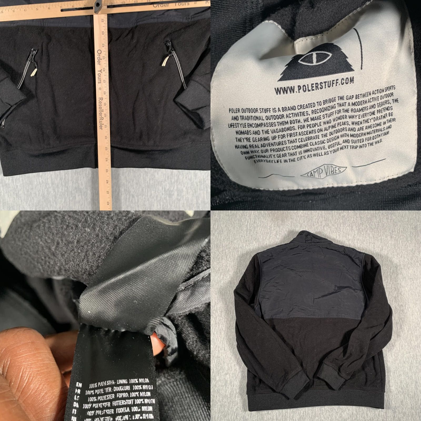 Poler Poler Outdoor Stuff Jacket Mens Large Black Fleece Full Zip Nylon Panel Camp Size US L / EU 52-54 / 3 - 8 Thumbnail