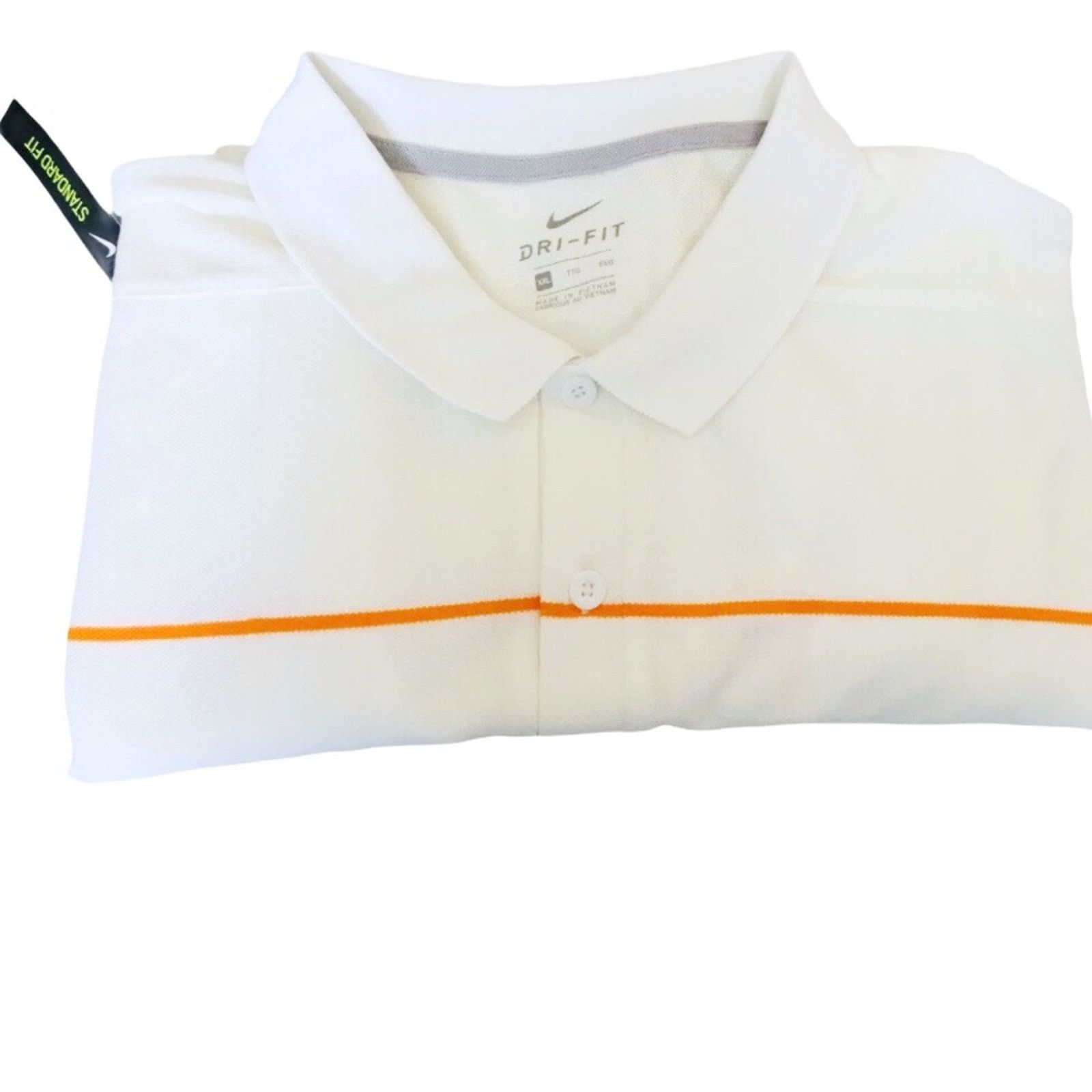 Nike Nike White/Orange Striped Dri-Fit Piqued Golf Polo Size US S / EU 44-46 / 1 - 3 Thumbnail