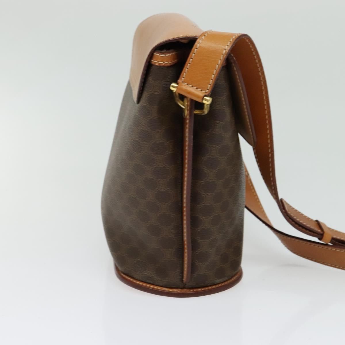 Celine CELINE Macadam Canvas Shoulder Bag Pvc Leather Brown Gold Size ONE SIZE - 4 Thumbnail