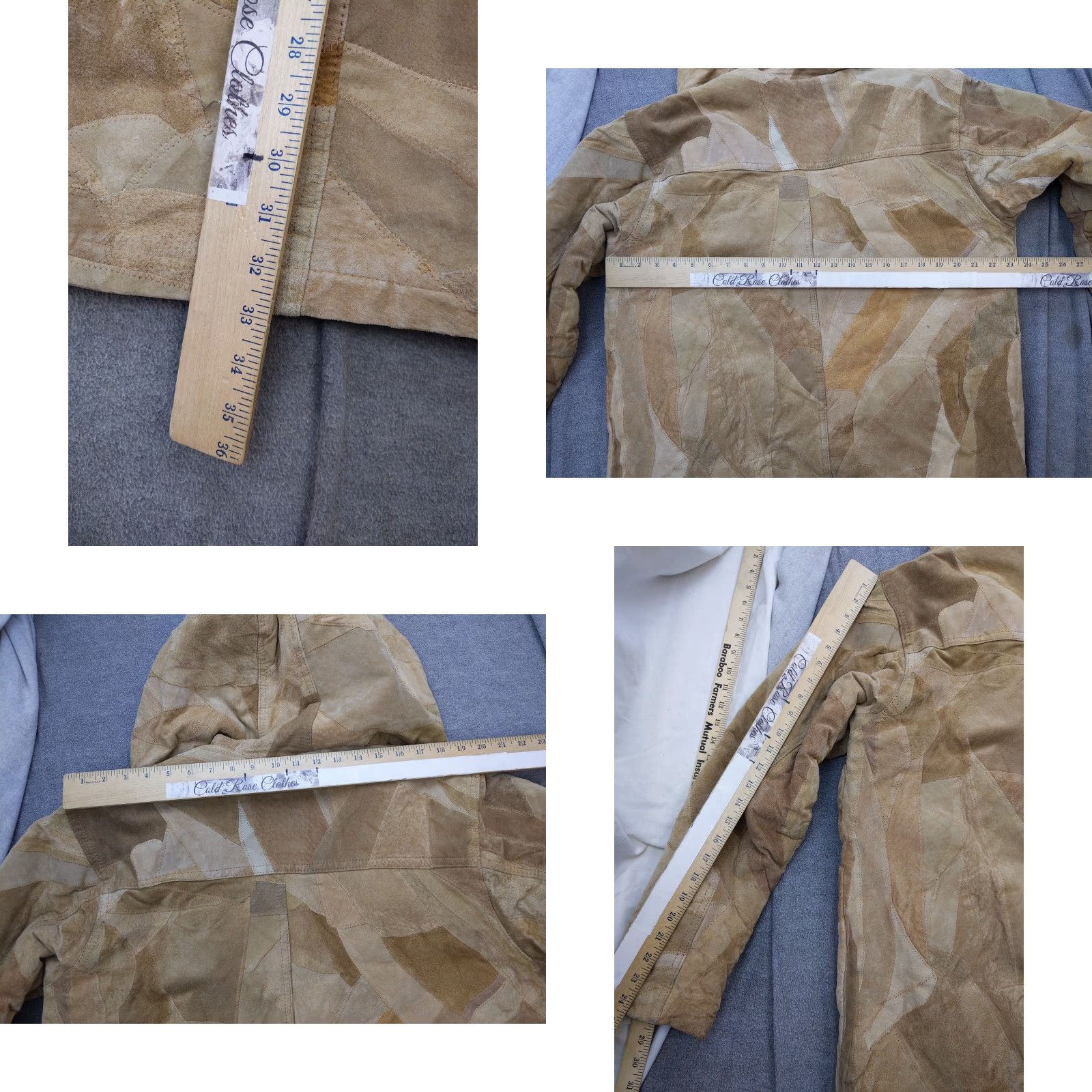 Vintage VINTAGE Leather Coat Womens M Beige Hooded Patchwork Shearling Lined Parka Size M / US 6-8 / IT 42-44 - 9 Thumbnail