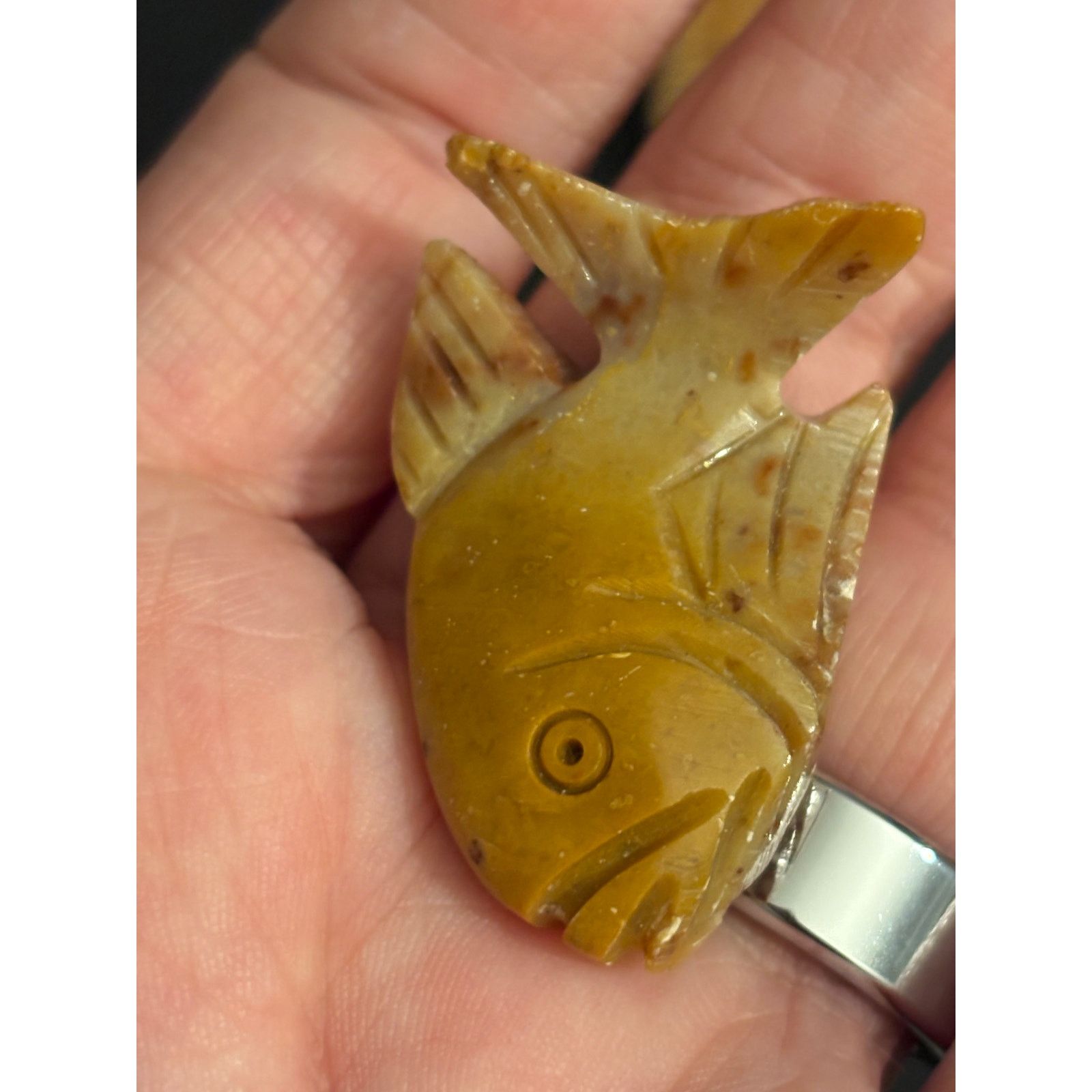 Other Carved Stone Fish Pendant Brown Tan Figurine Charm 11g Size ONE SIZE - 7 Thumbnail