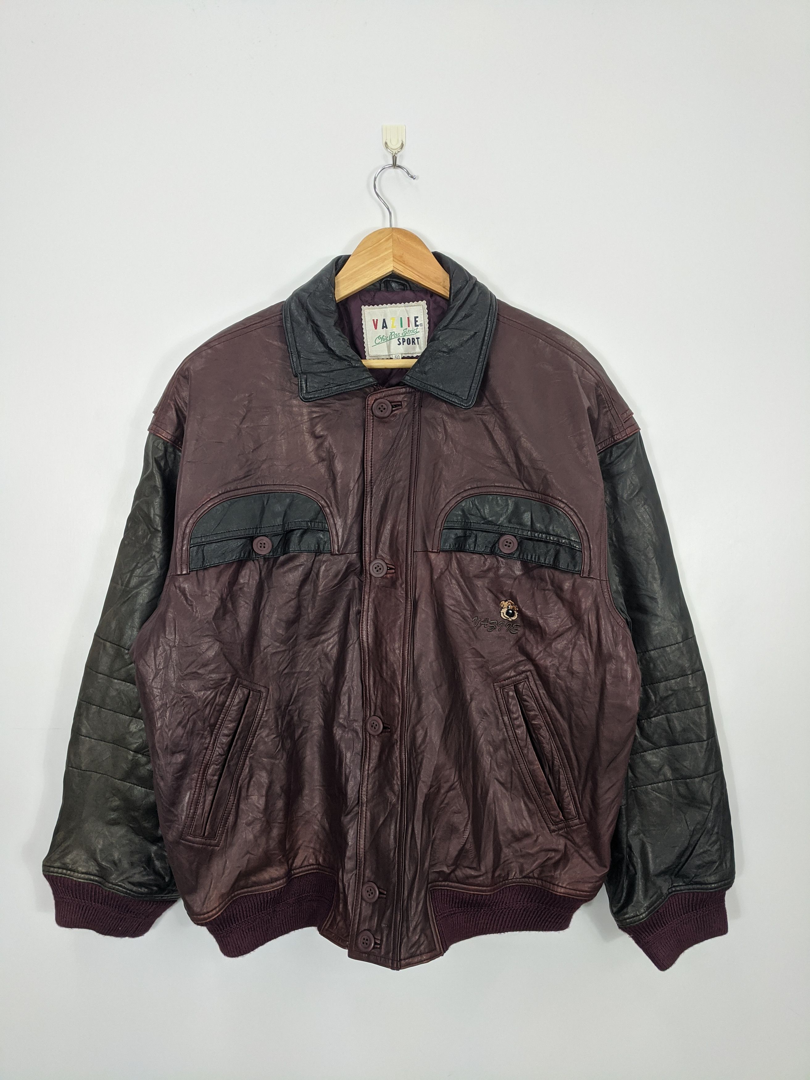 Genuine Leather × Japanese Brand × Vintage Vintage 90s Varsity Jacket Full Leather Jacket J0345 Size US M / EU 48-50 / 2 - 1 Thumbnail