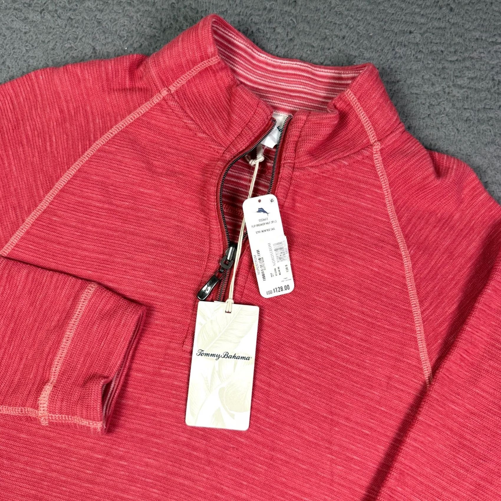 Tommy Bahama Tommy Bahama Flip Breaker 1/2 Half Zip Pullover Mens M Red Sail Reversible Sweater Size US M / EU 48-50 / 2 - 2 Thumbnail