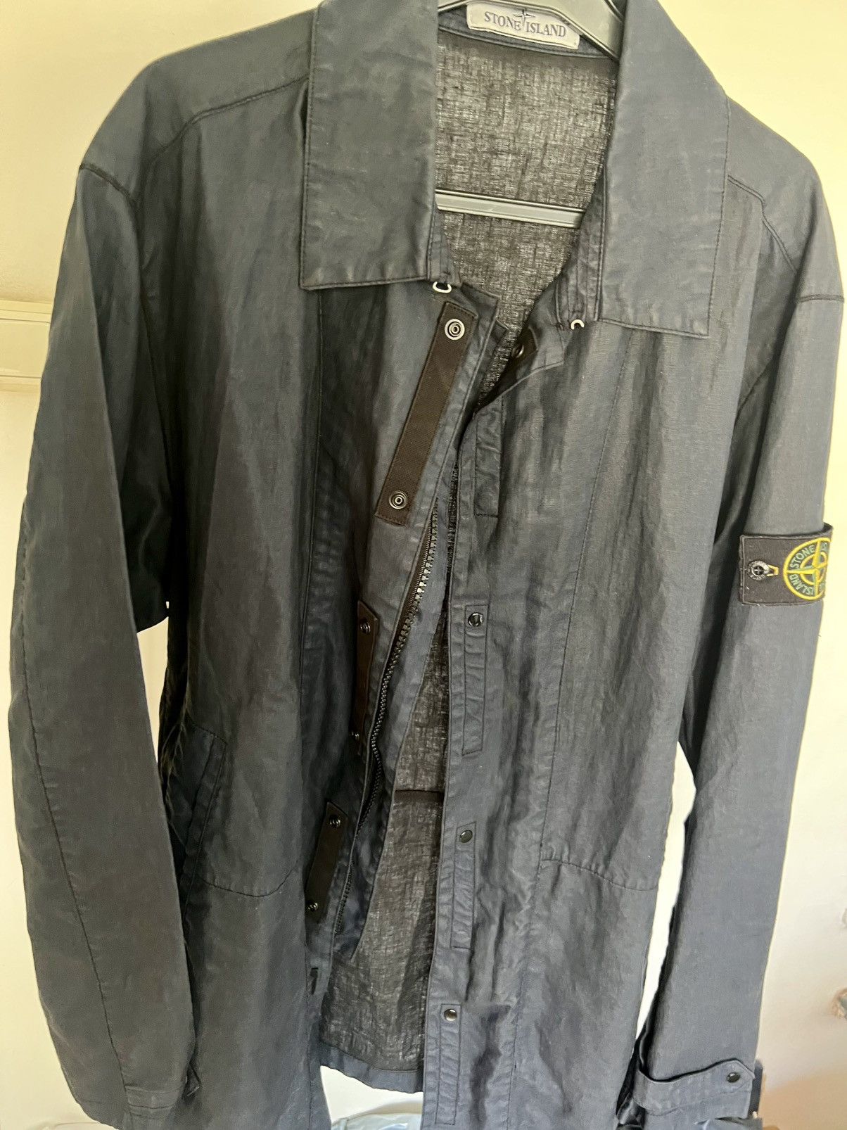 Stone Island STONE ISLAND Linen Resin-TC coat Navy Men Sz- L Size US L / EU 52-54 / 3 - 9 Thumbnail