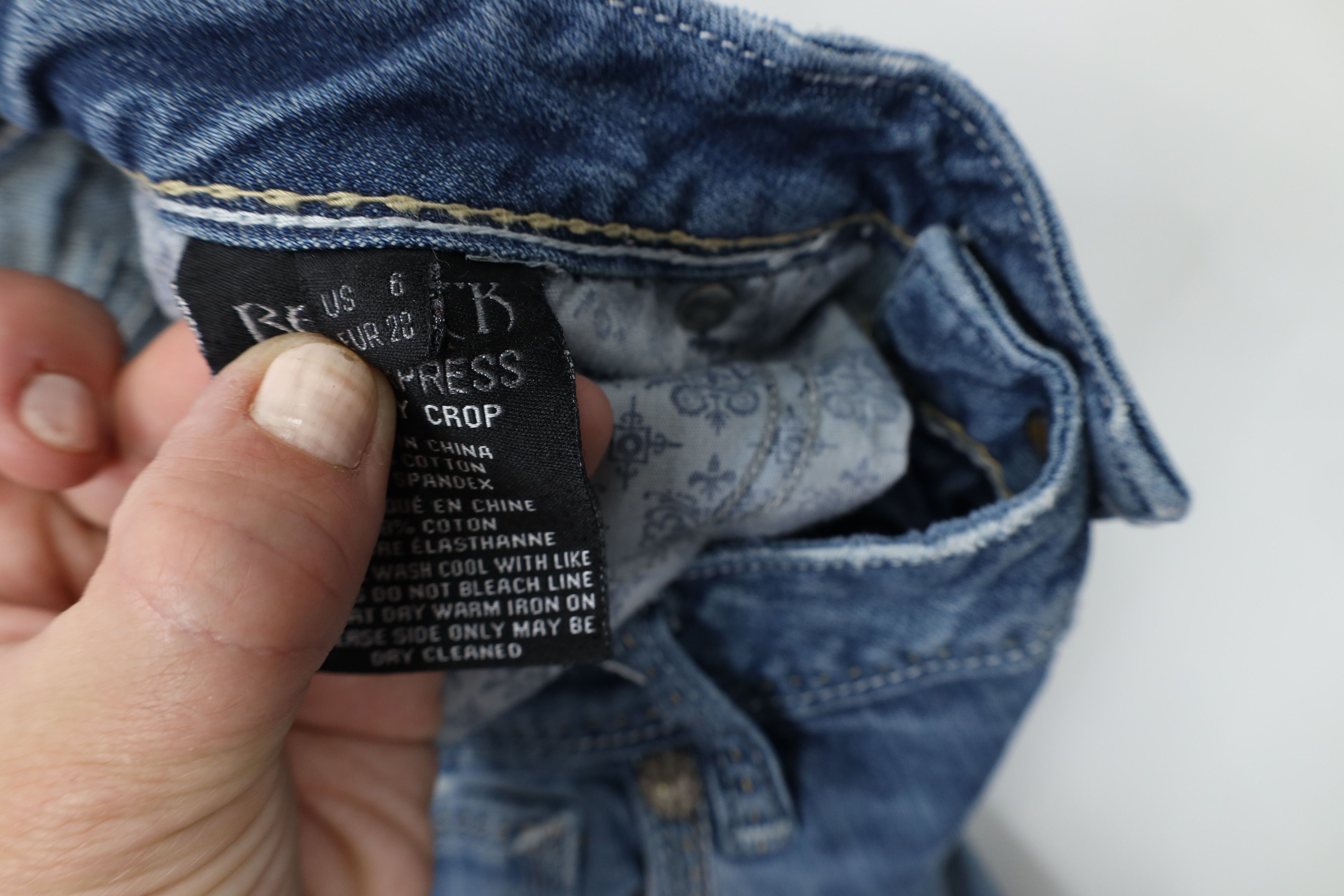 Vintage Express Rerock Stretch Skinny Crop Denim Jeans Blue Size 28" / US 6 / IT 42 - 11 Thumbnail