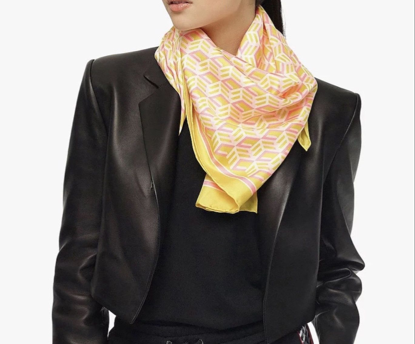 MCM Auth MCM 100% Silk Geometric Cube Scarf - Yellow & Pink BNWT Size ONE SIZE - 3 Thumbnail