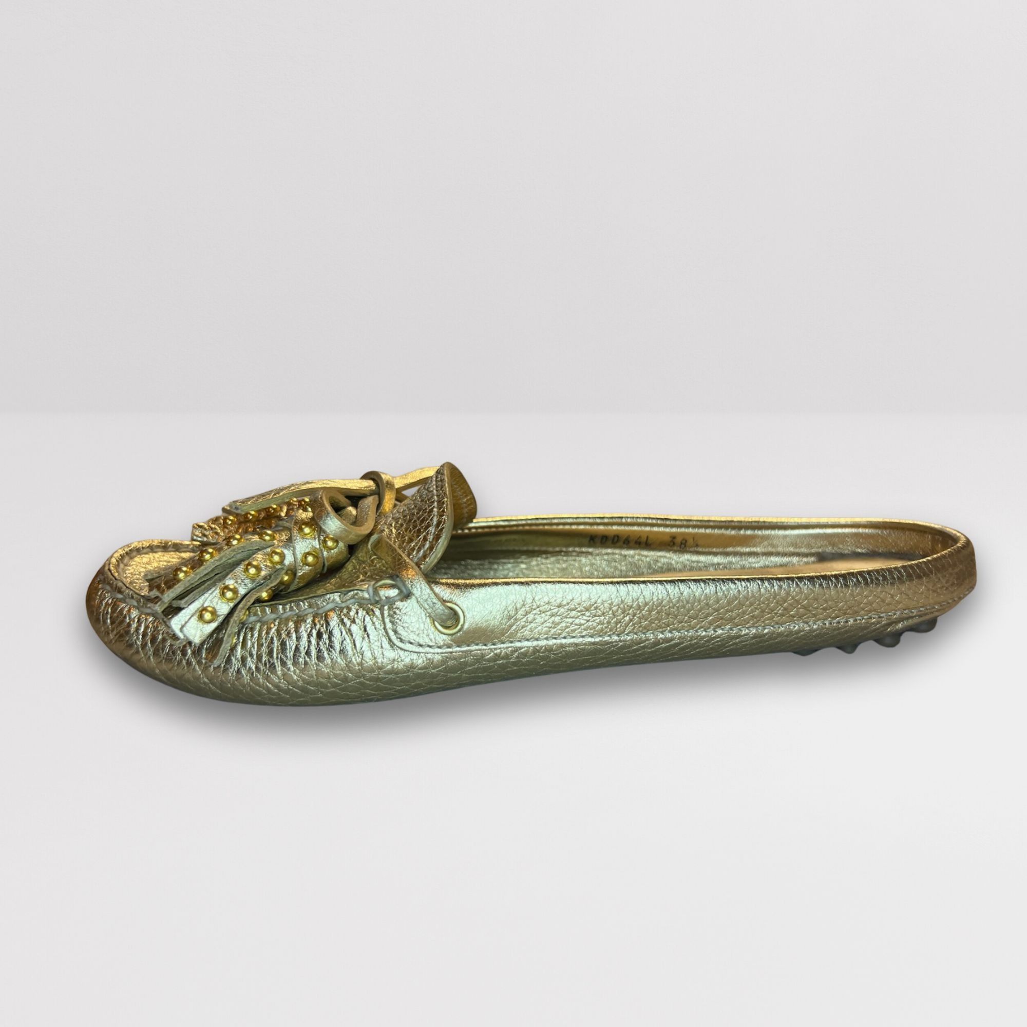 Car Shoe Gold Car Shoe Grained-Leather Driving Moccasins With Tassel Size US 7.5 / IT 37.5 - 5 Thumbnail
