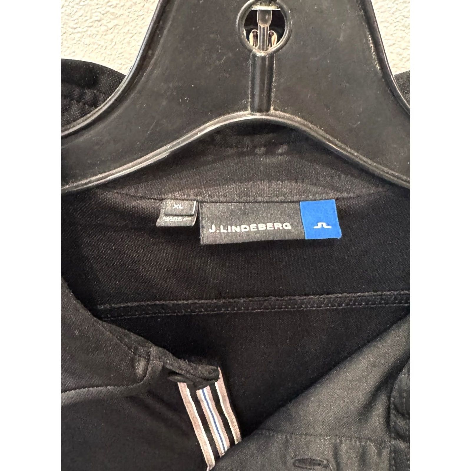 J.Lindeberg J Lindeberg POLO SHIRT Black Stripe Poly XL Mens Size US XL / EU 56 / 4 - 7 Thumbnail
