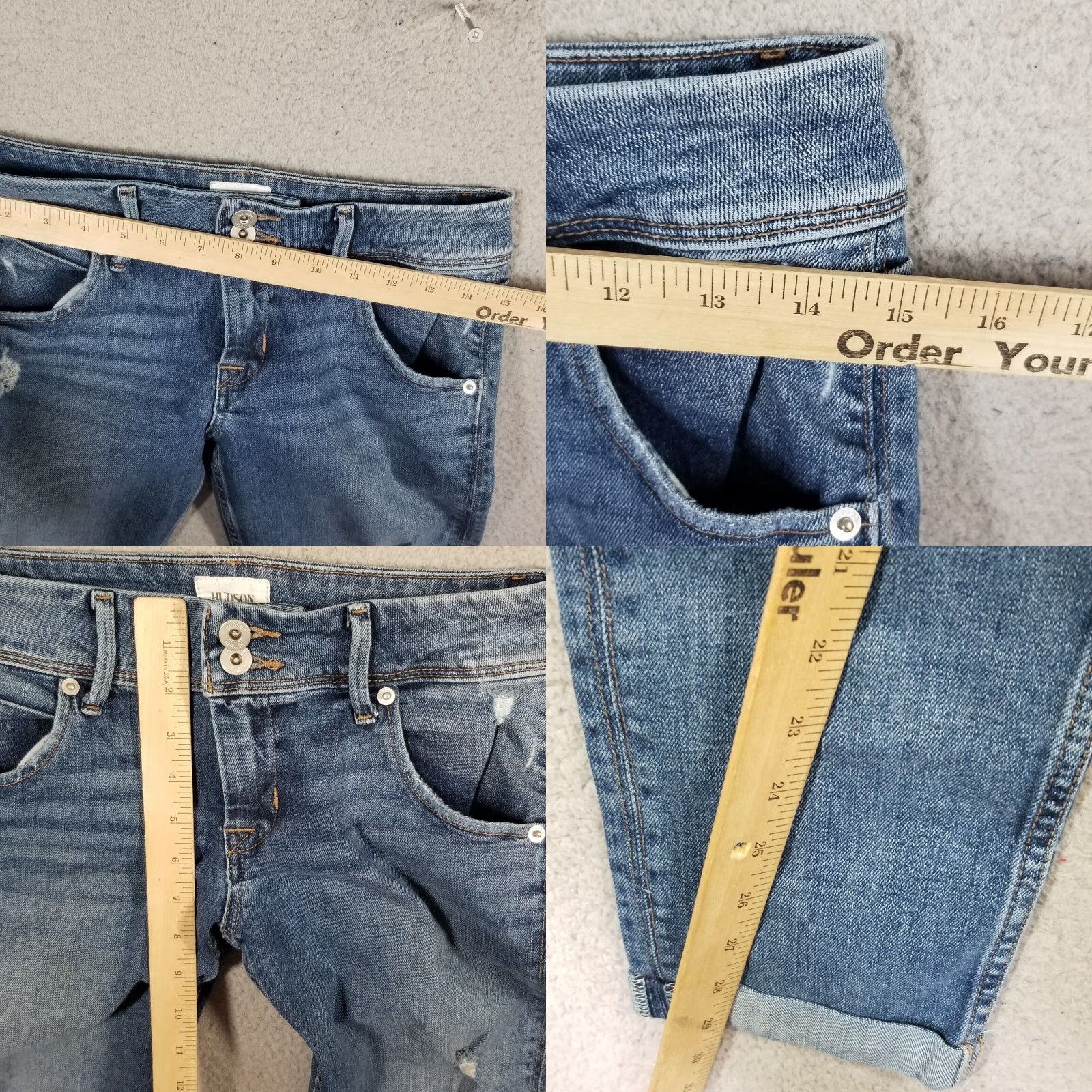 Hudson Hudson Jeans Slim/Extra-Slim Midrise Skinny Flap Pocket Distressed Denim 28x30 Women Blue Size 26 N/A Size 28" / US 6 / IT 42 - 8 Thumbnail