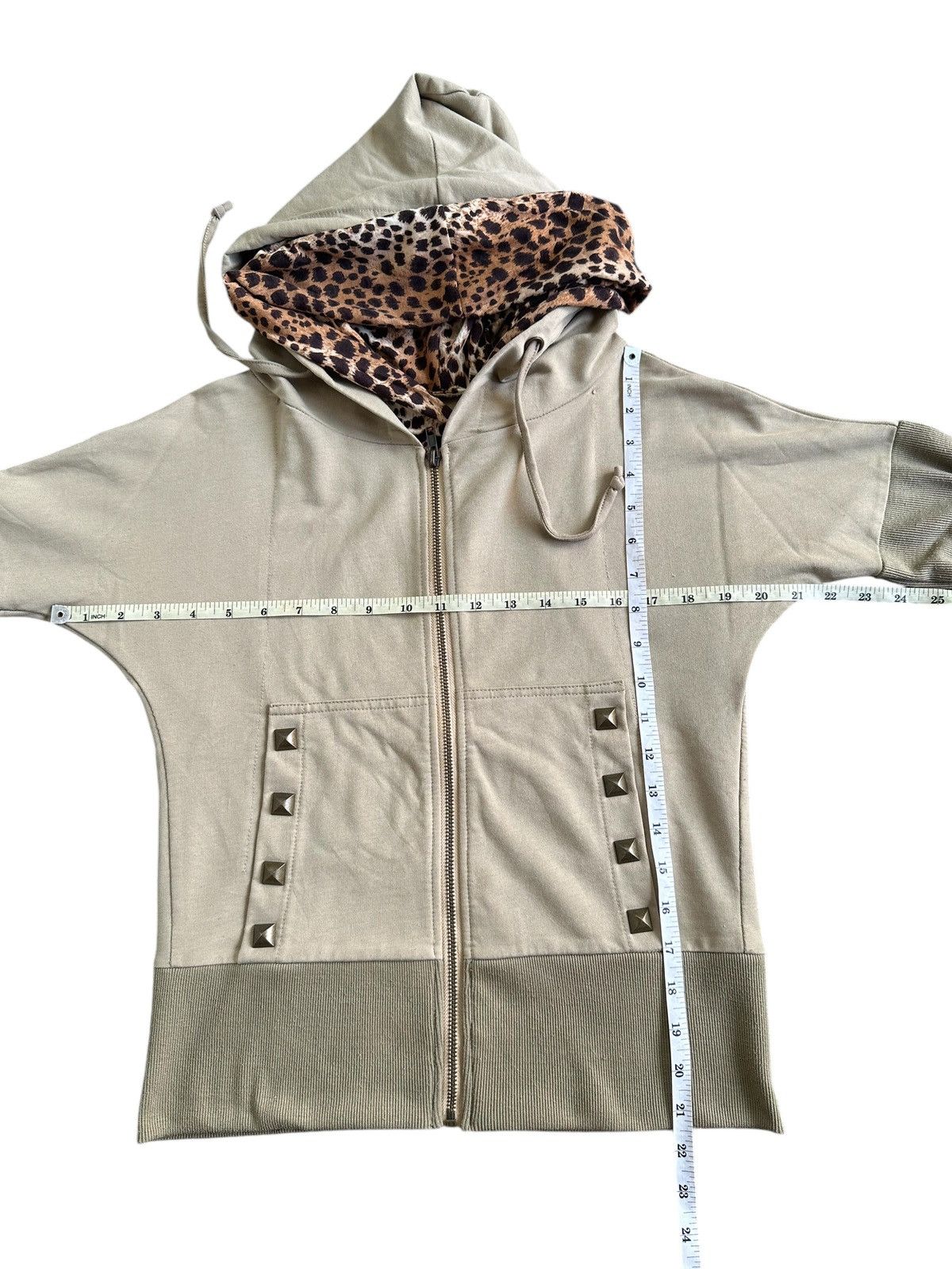 Beauty Beast 2000s STUDDED DOUBLE LAYER CROPPED LEOPARD ZIP HOODIE Size M / US 6-8 / IT 42-44 - 11 Thumbnail